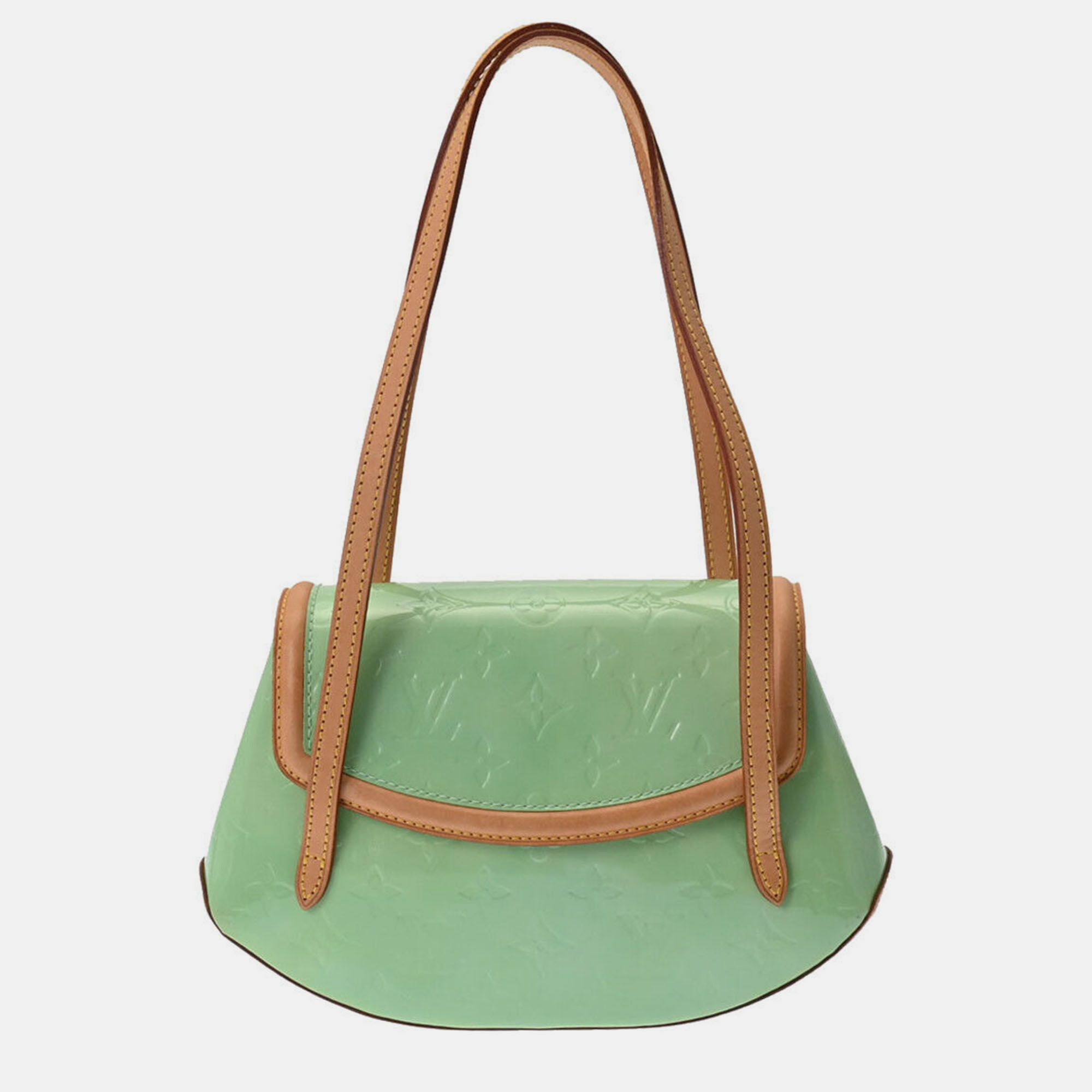Pre-owned Louis Vuitton Green Vernis Small Biscayne Bay Shoulder Bag