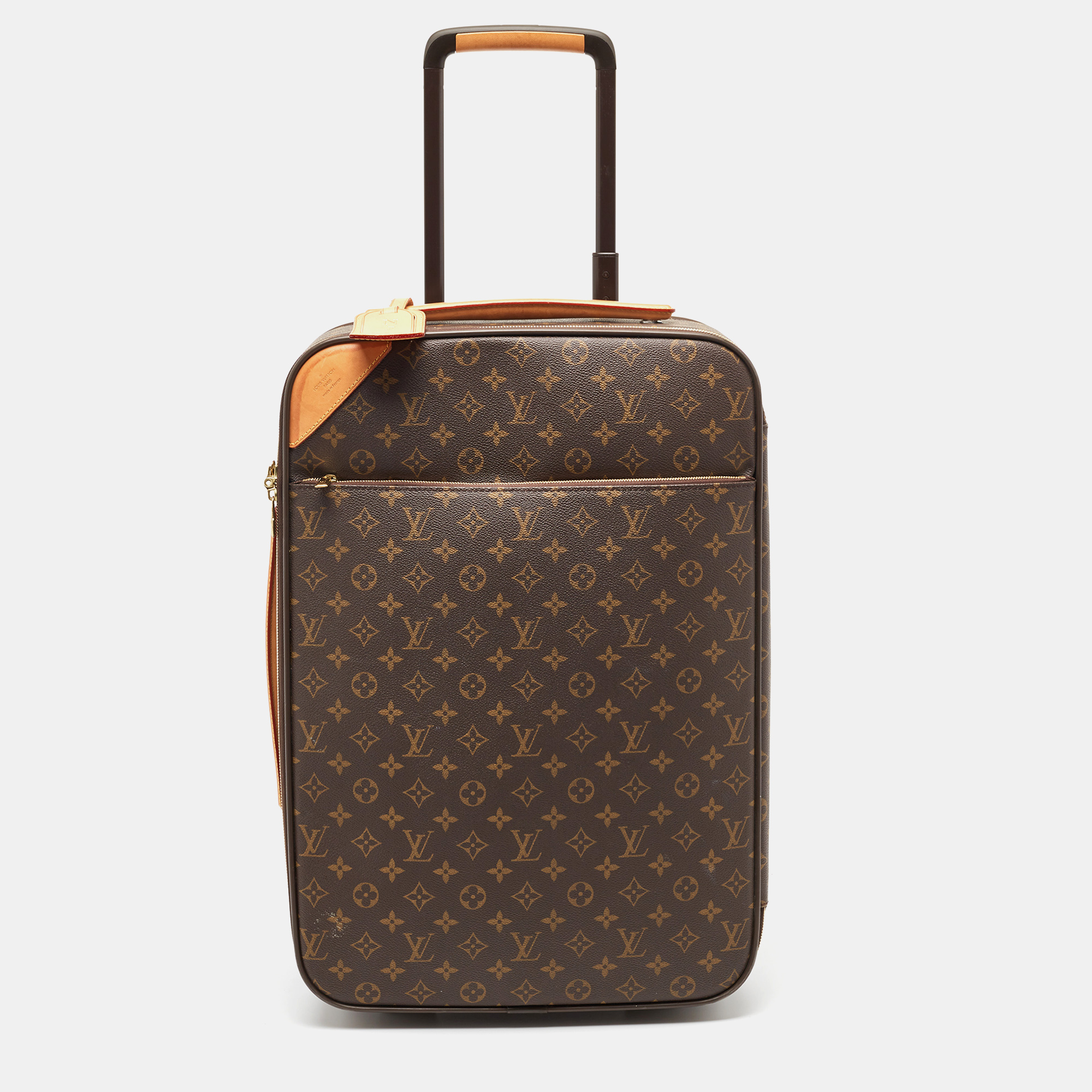 Pre-owned Louis Vuitton Monogram Canvas Pegase Legere 50 Luggage In Brown