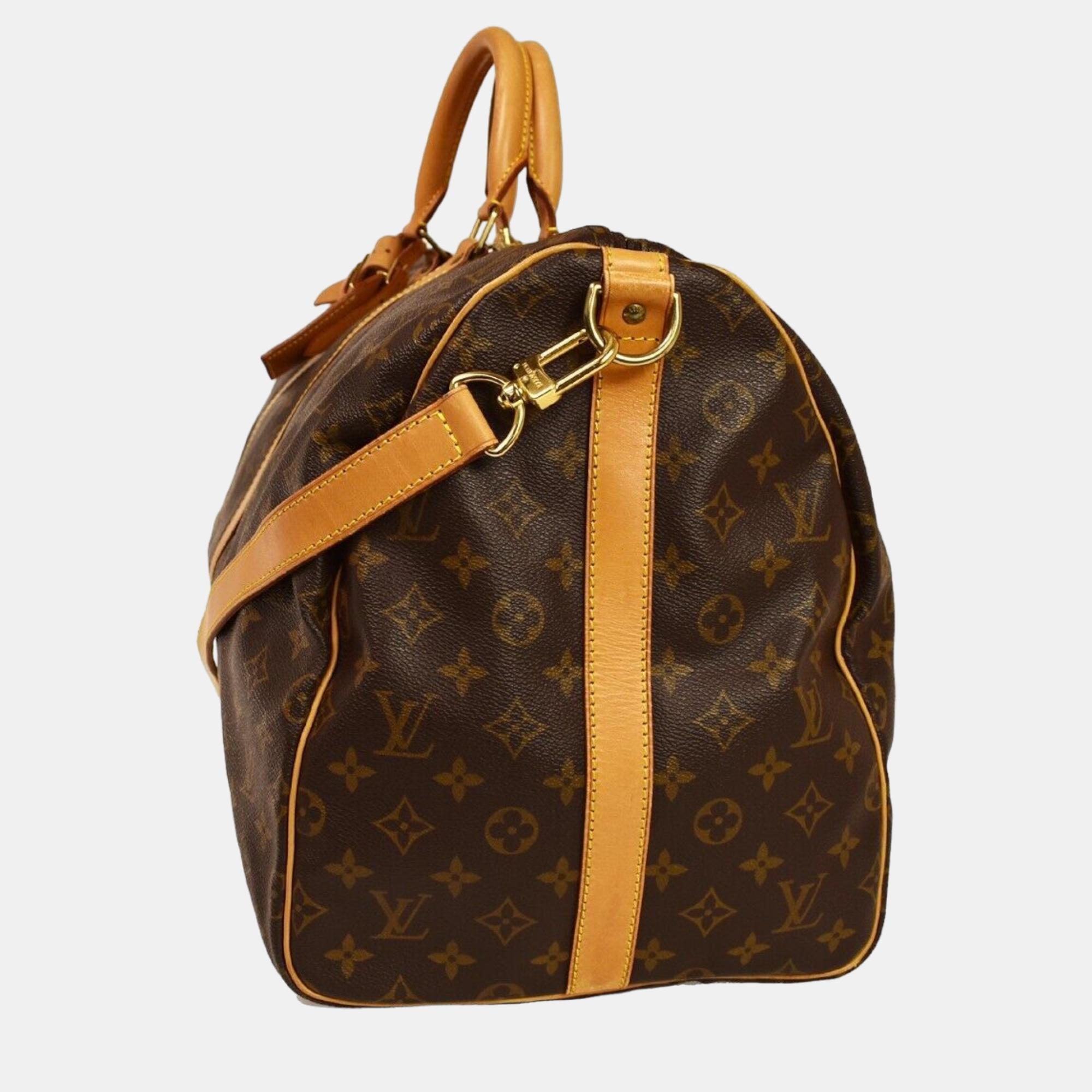 

Louis Vuitton Brown Canvas Keepall Bandouliere 55 travel bag