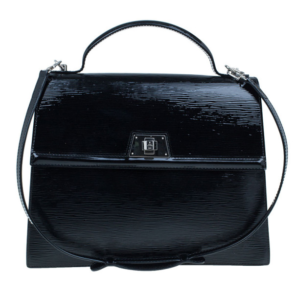 Pre Owned Louis Vuitton Black Epi Patent Leather Electric Sevigne MM