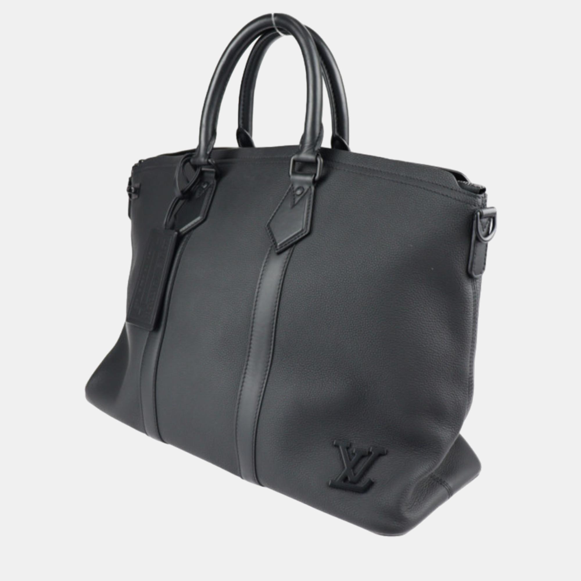 

Louis Vuitton Black Leather Aerogram LV Lock It Tote Bag