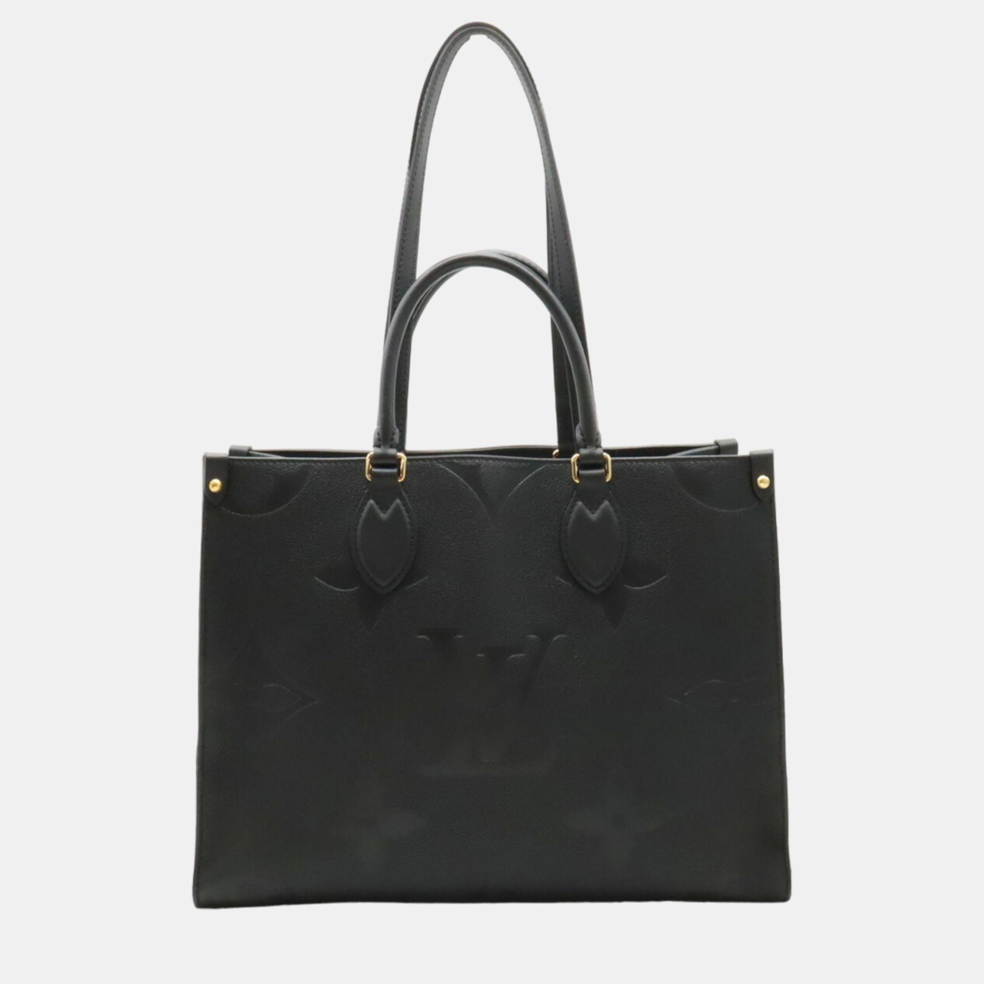 Pre-owned Louis Vuitton Black Monogram Giant Empreinte Leather Onthego Mm Tote Bag