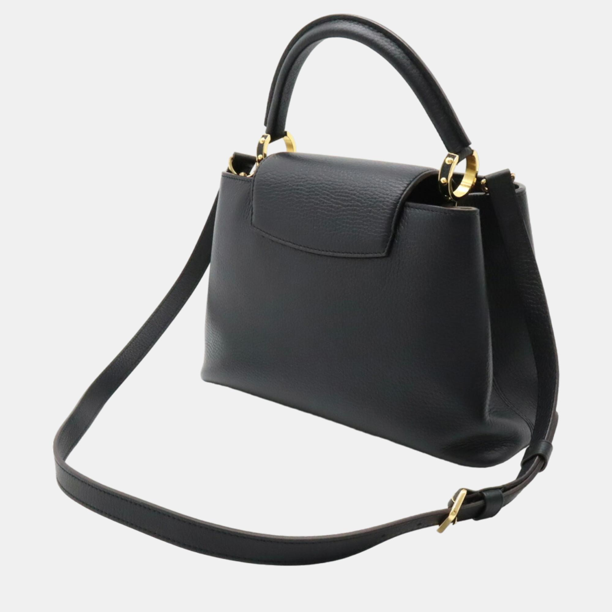 

Louis Vuitton Black Taurillon Leather Capucines MM Top Handle Bag