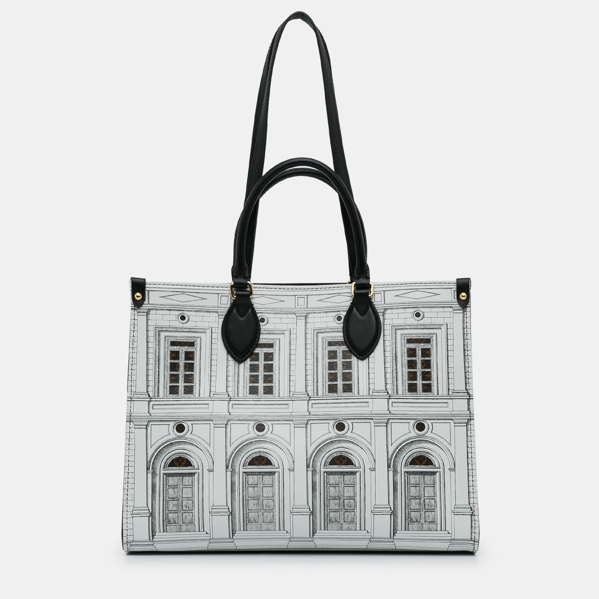 Pre-owned Louis Vuitton Fornasetti Architettura Onthego Mm In White