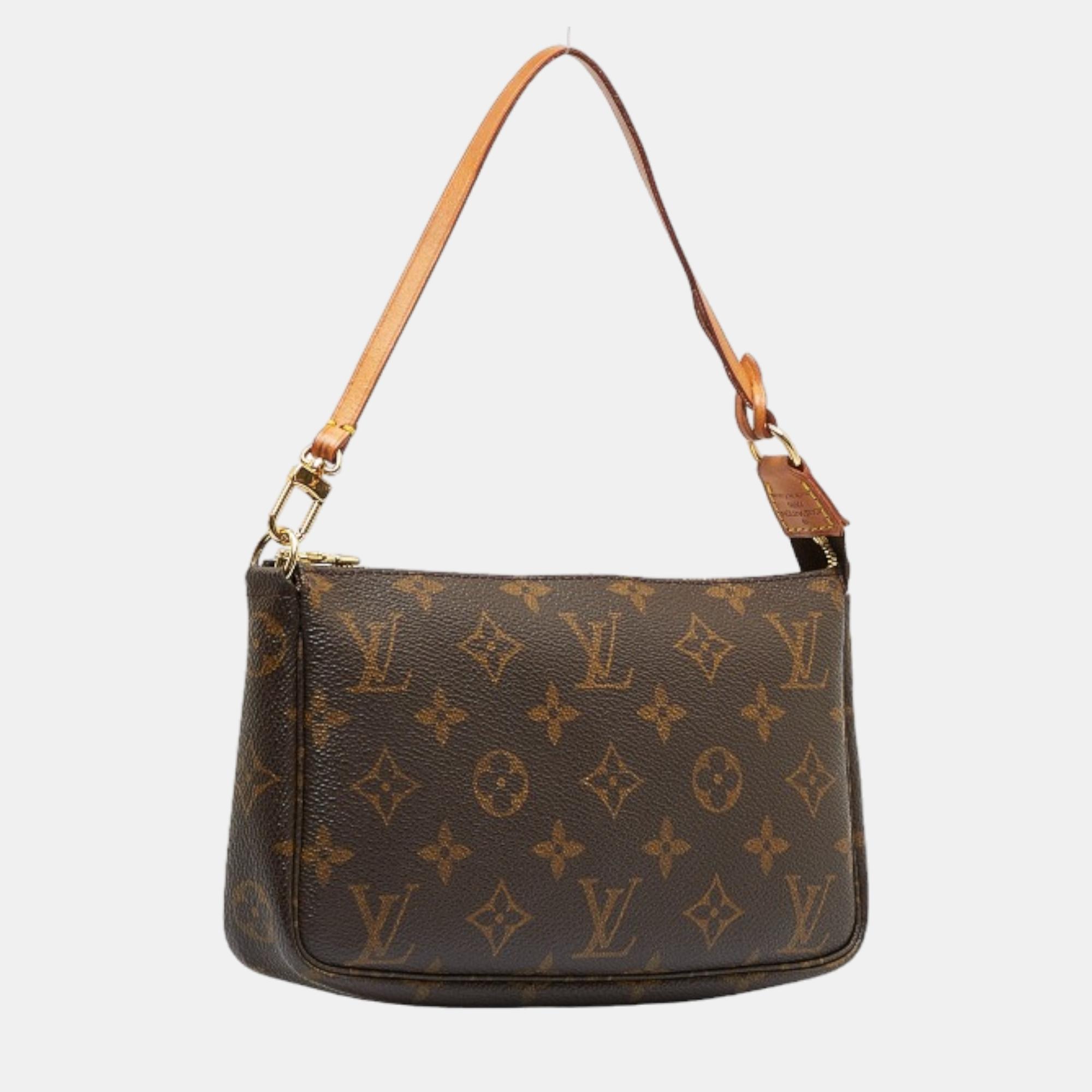 

Louis Vuitton Brown Canvas Monogram Pochette Accessoires Shoulder Bag