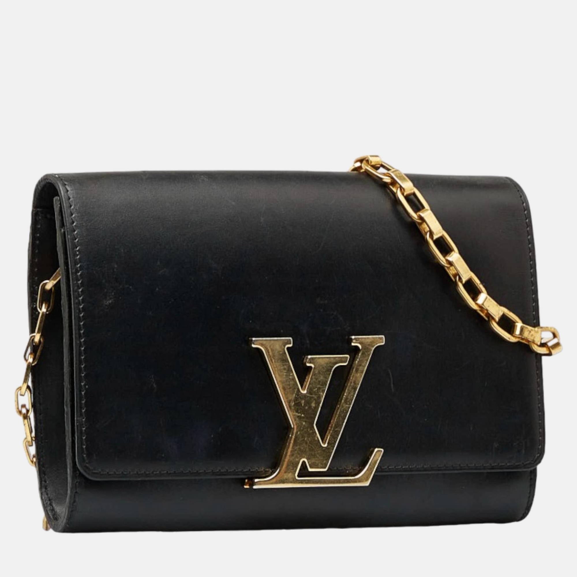 Louis Vuitton Black Leather Chain Louise MM Shoulder Bag Women price in ...