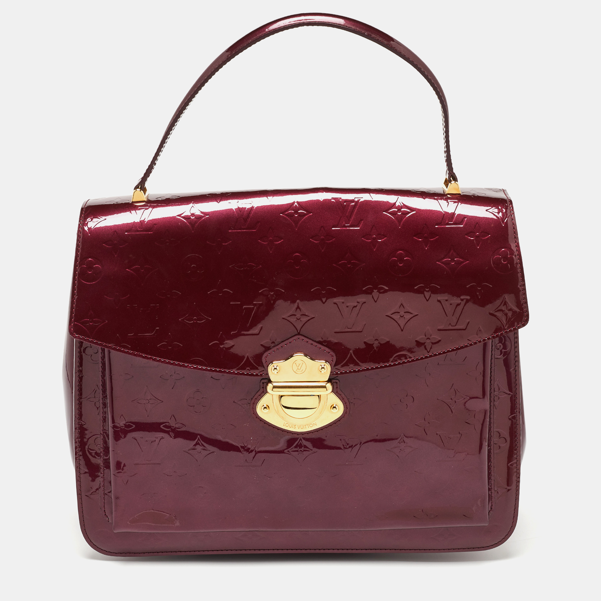 Pre-owned Louis Vuitton Amarante Monogram Vernis Mirada Bag In Burgundy