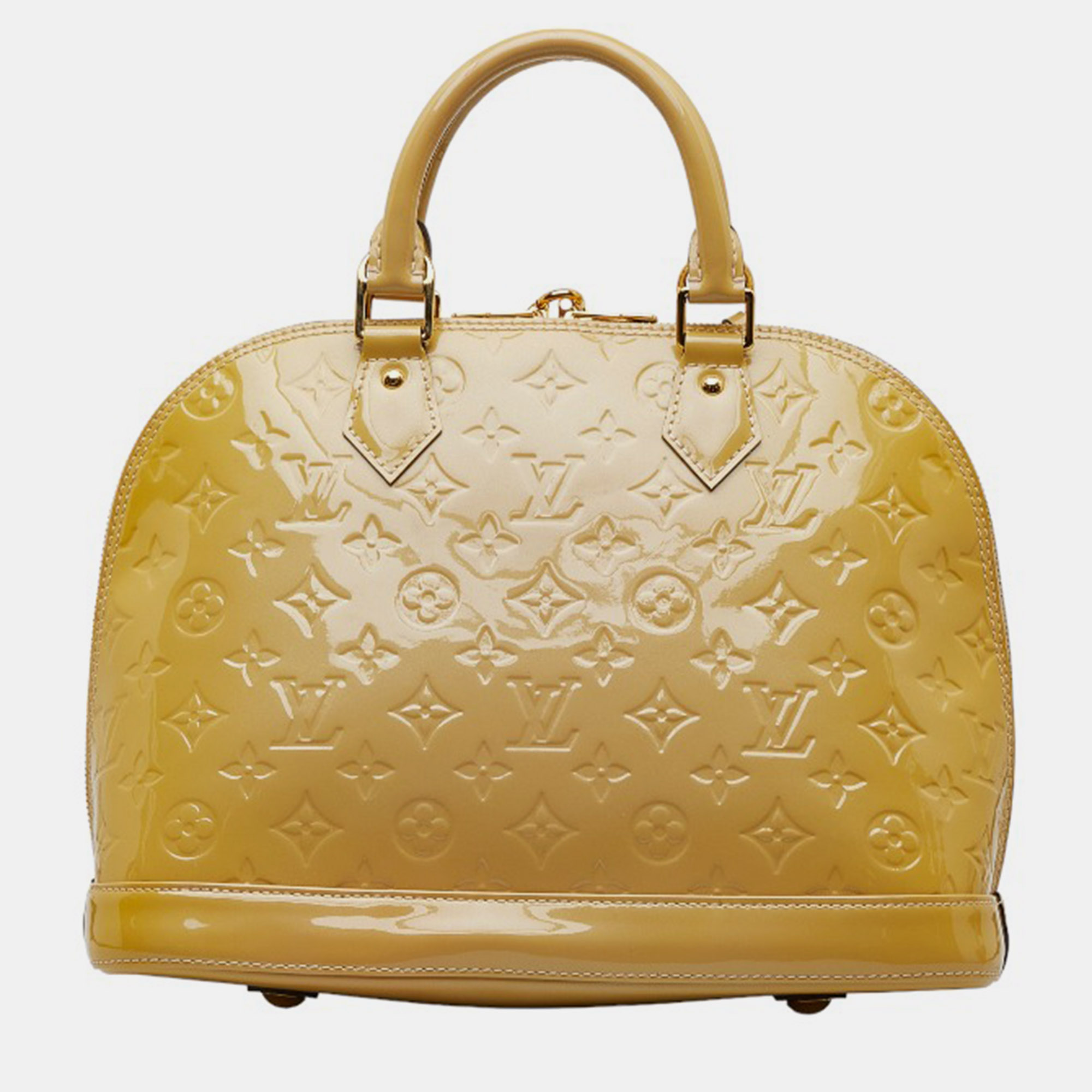 

Louis Vuitton Yellow Leather Monogram Vernis Alma PM Satchel Bag