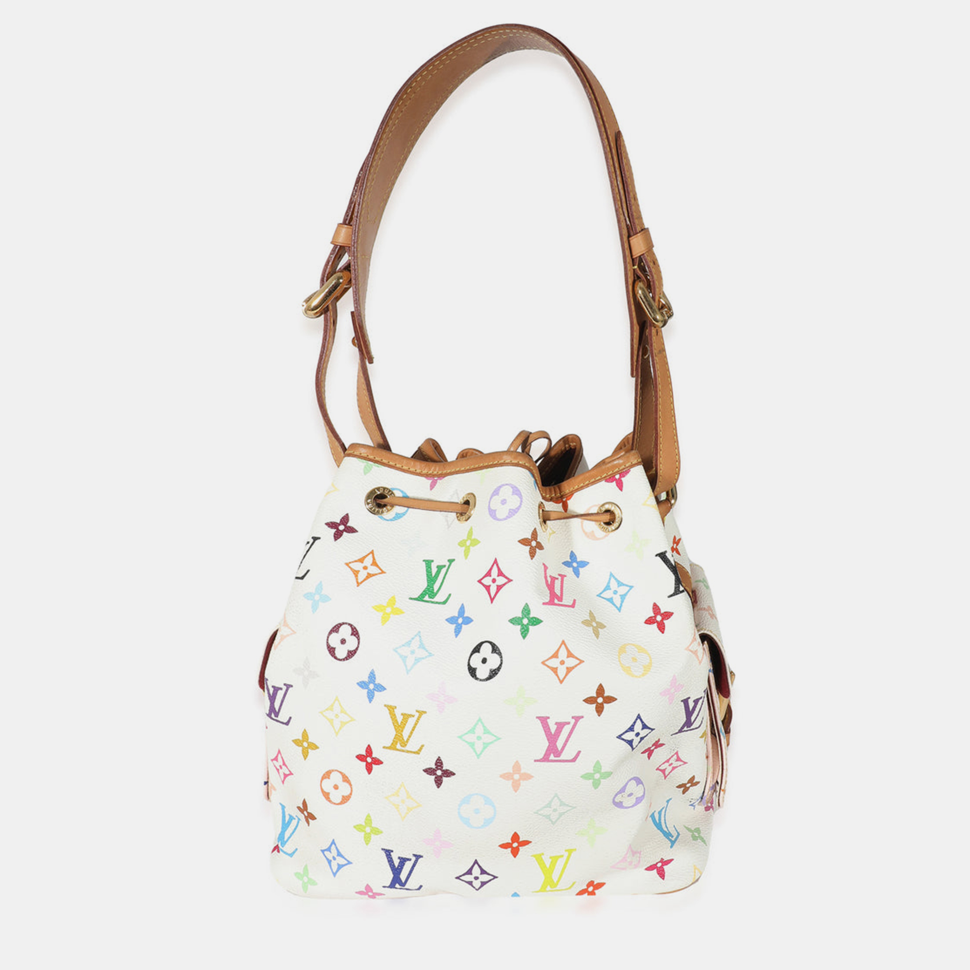 

Louis Vuitton White Monogram Multicolore Canvas Petit Noe Bucket Bag