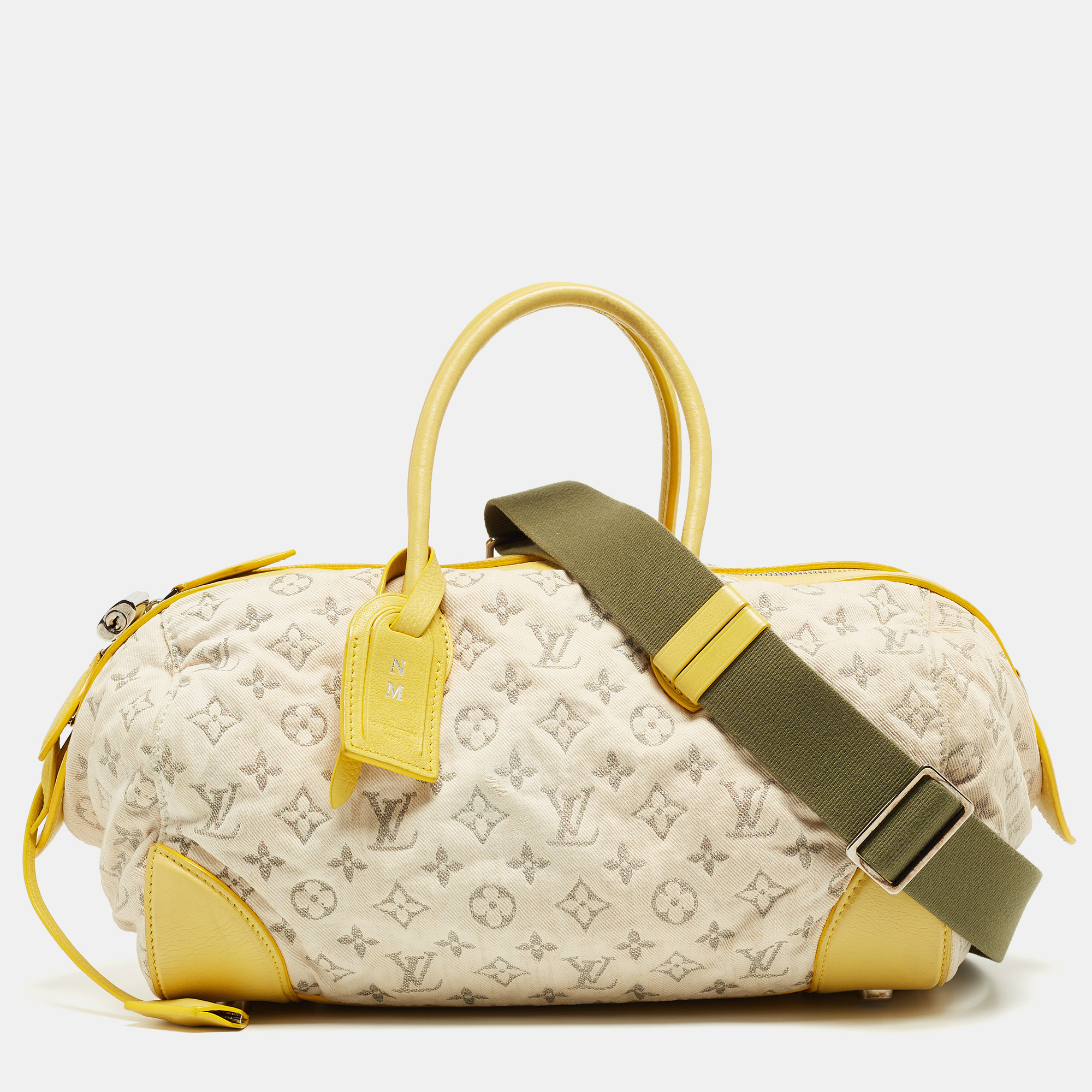Pre-owned Louis Vuitton Jaune Monogram Denim Limited Edition Speedy Round Bag In Yellow