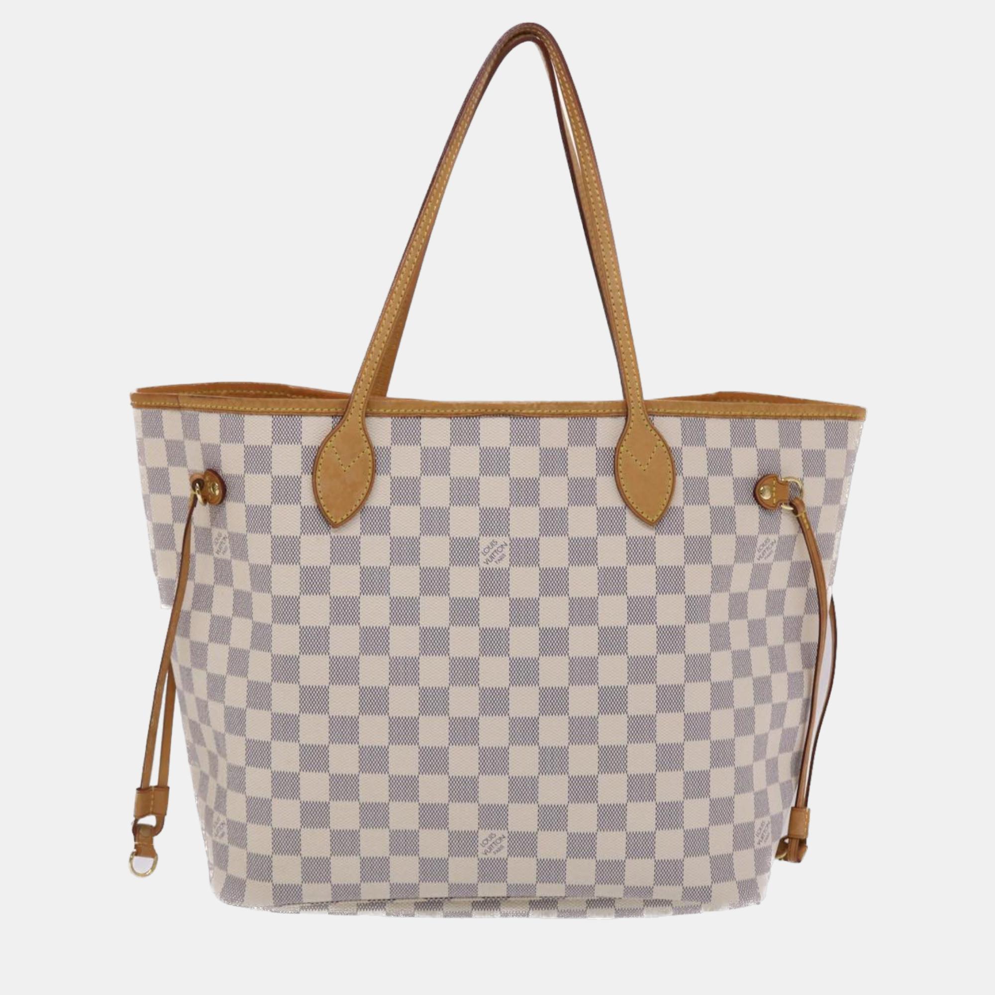 

Louis Vuitton White Damier Azur Canvas Neverfull MM Tote Bag