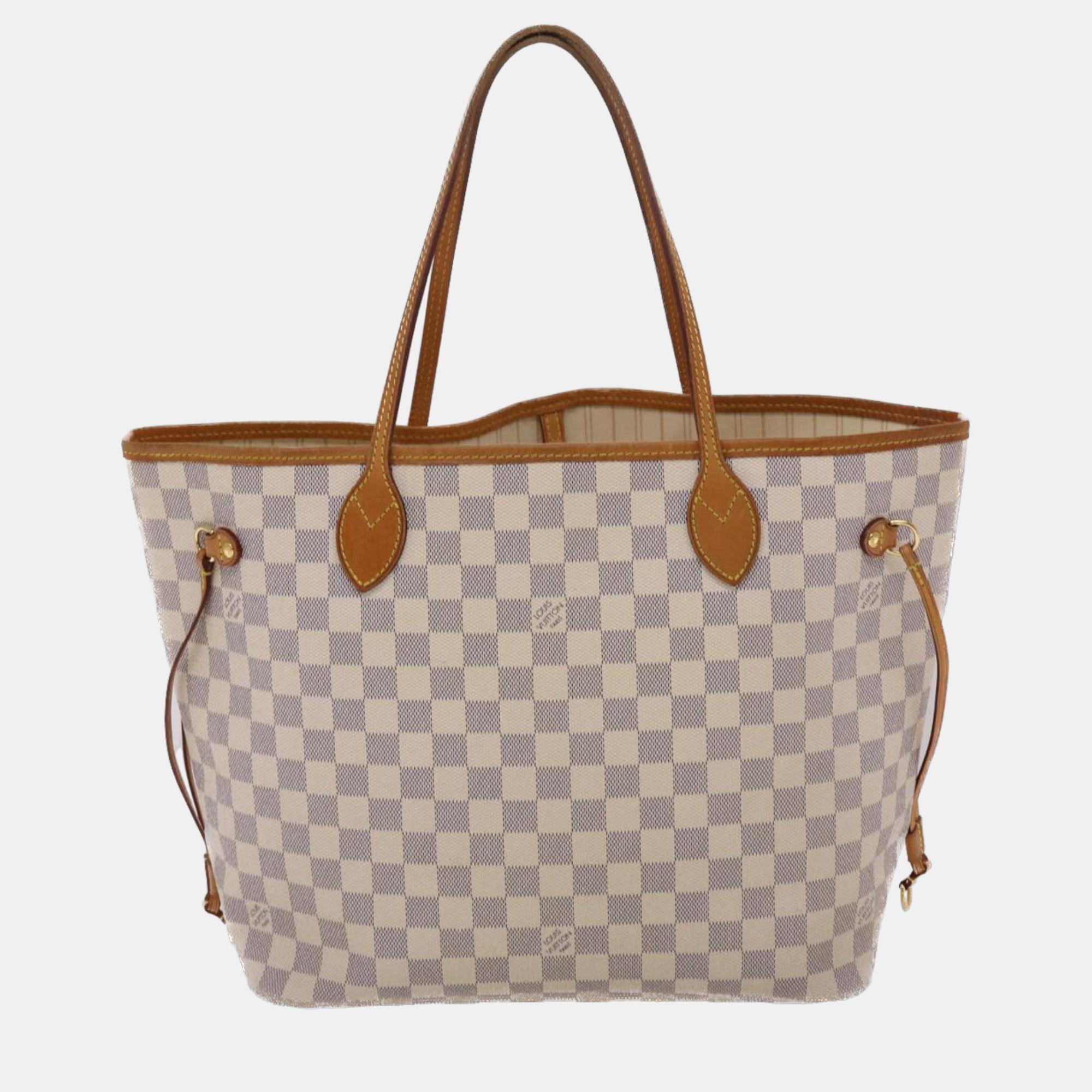 

Louis Vuitton White Damier Azur Canvas Neverfull MM Tote Bag