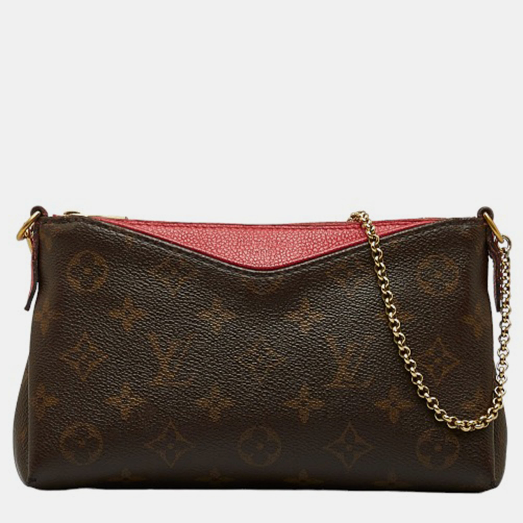 

Louis Vuitton Brown Canvas Leather Monogram Pallas Clutch Bag