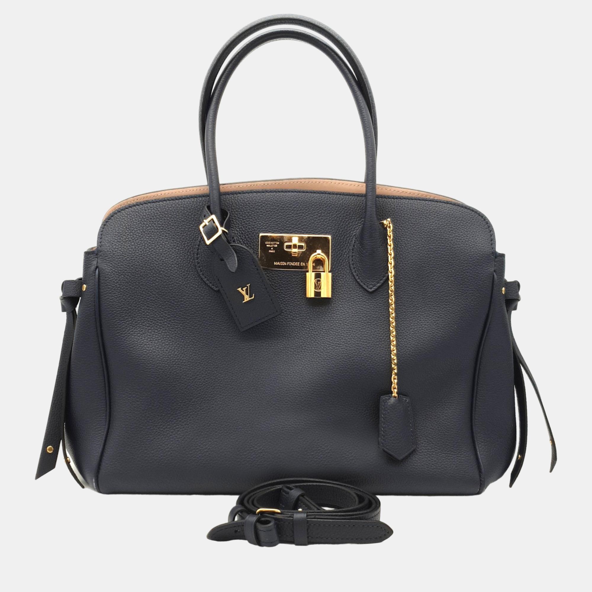 

Louis Vuitton Blue Taurillon Leather Veau Nuage Milla MM Top Handle Bag, Black