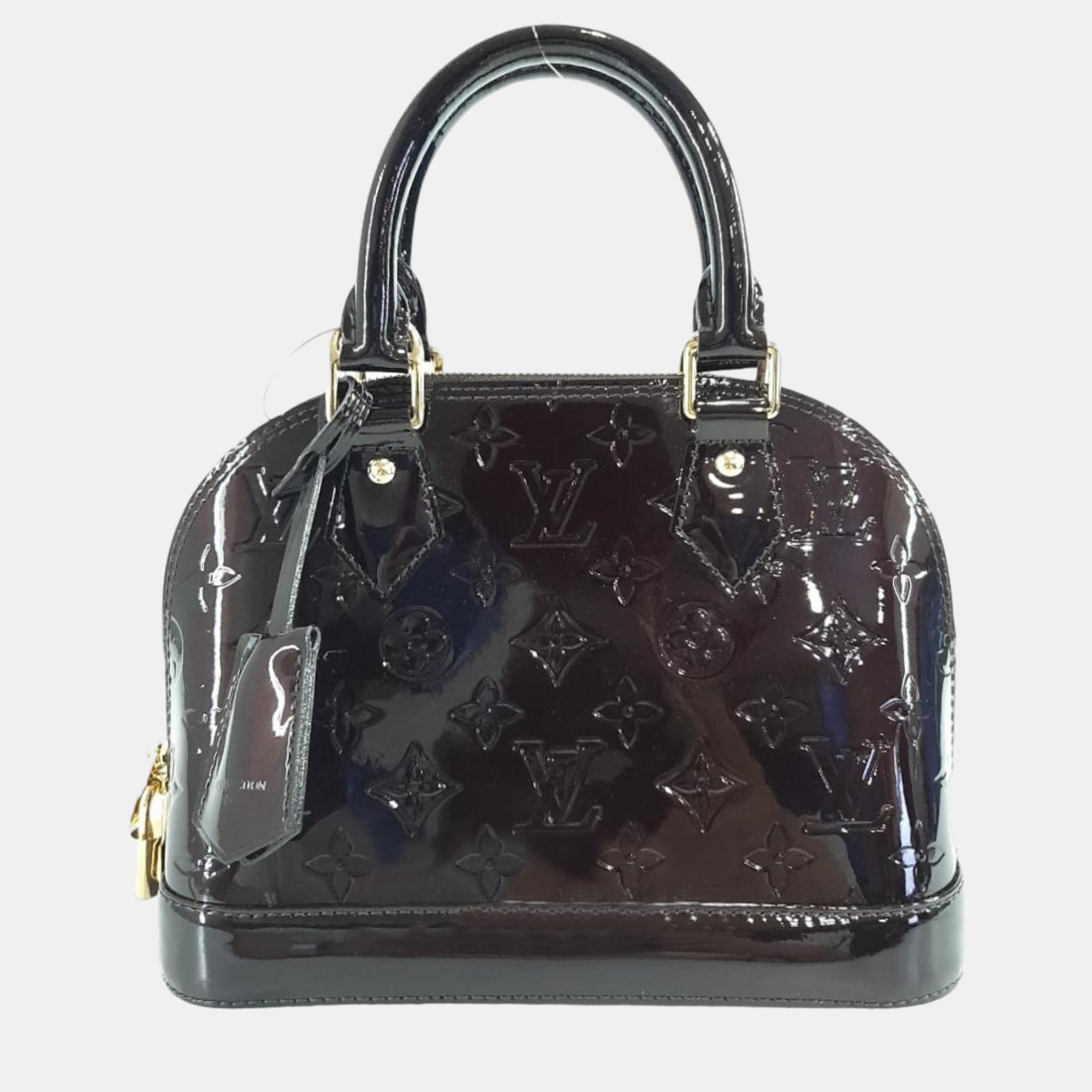 

Louis Vuitton Black Monogram Vernis Amarante Alma BB Top Handle Bag, Burgundy