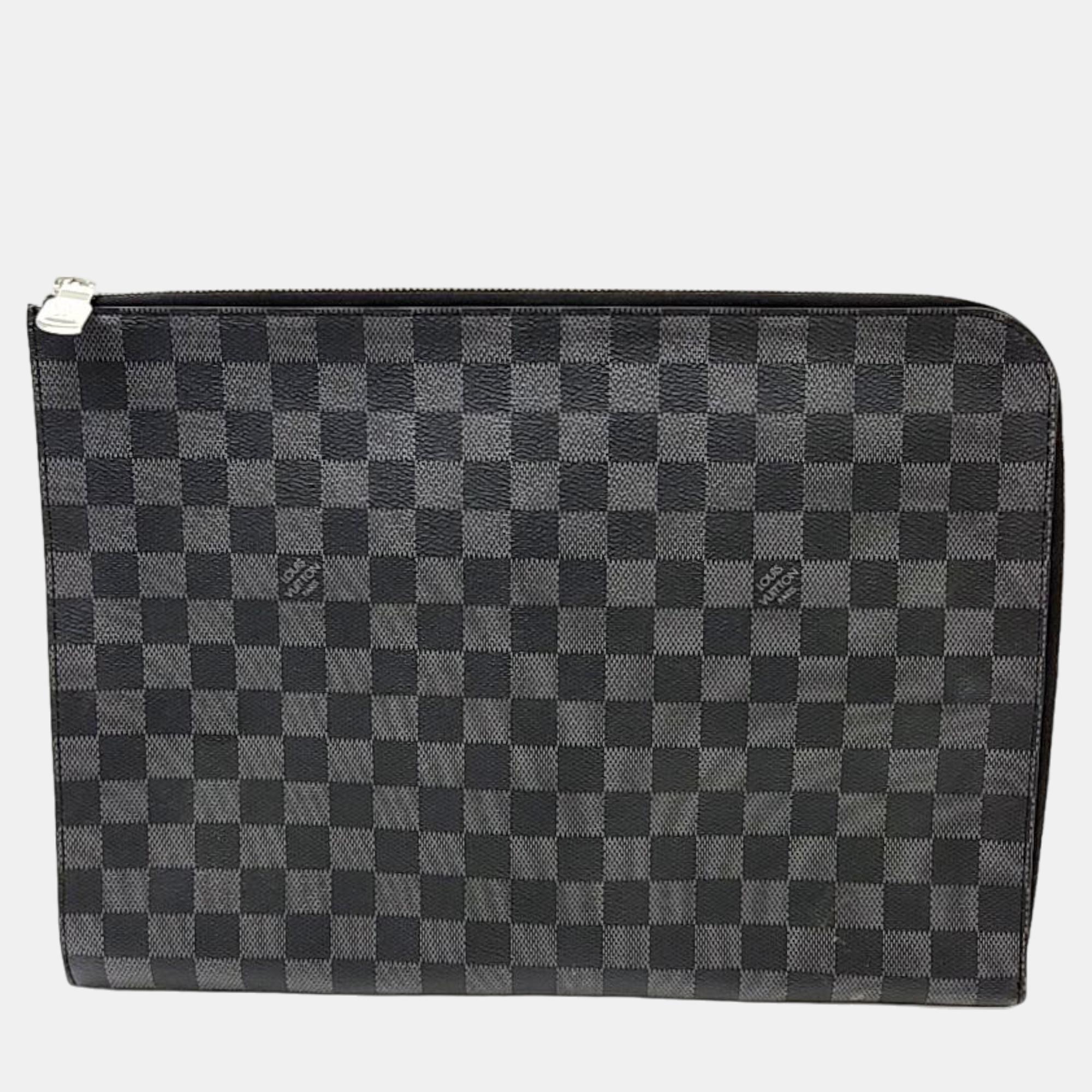 

Louis Vuitton Grey Damier Graphite Canvas Pochette Jour GM Clutch Bag, Black