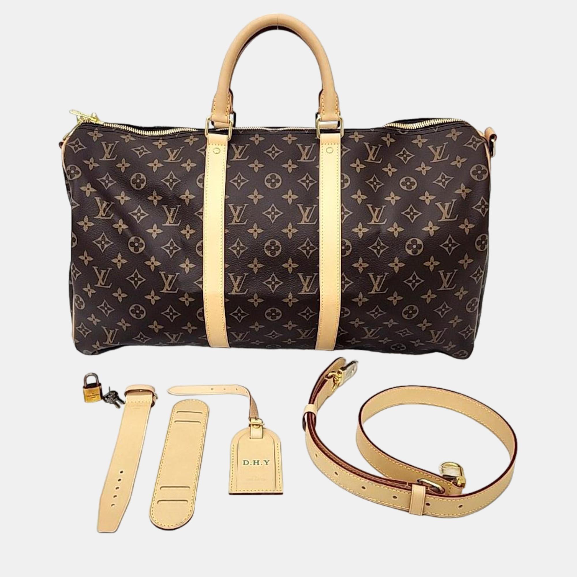 Louis Vuitton Keepall 50 Travel Bag Strap Tag Lock and Key