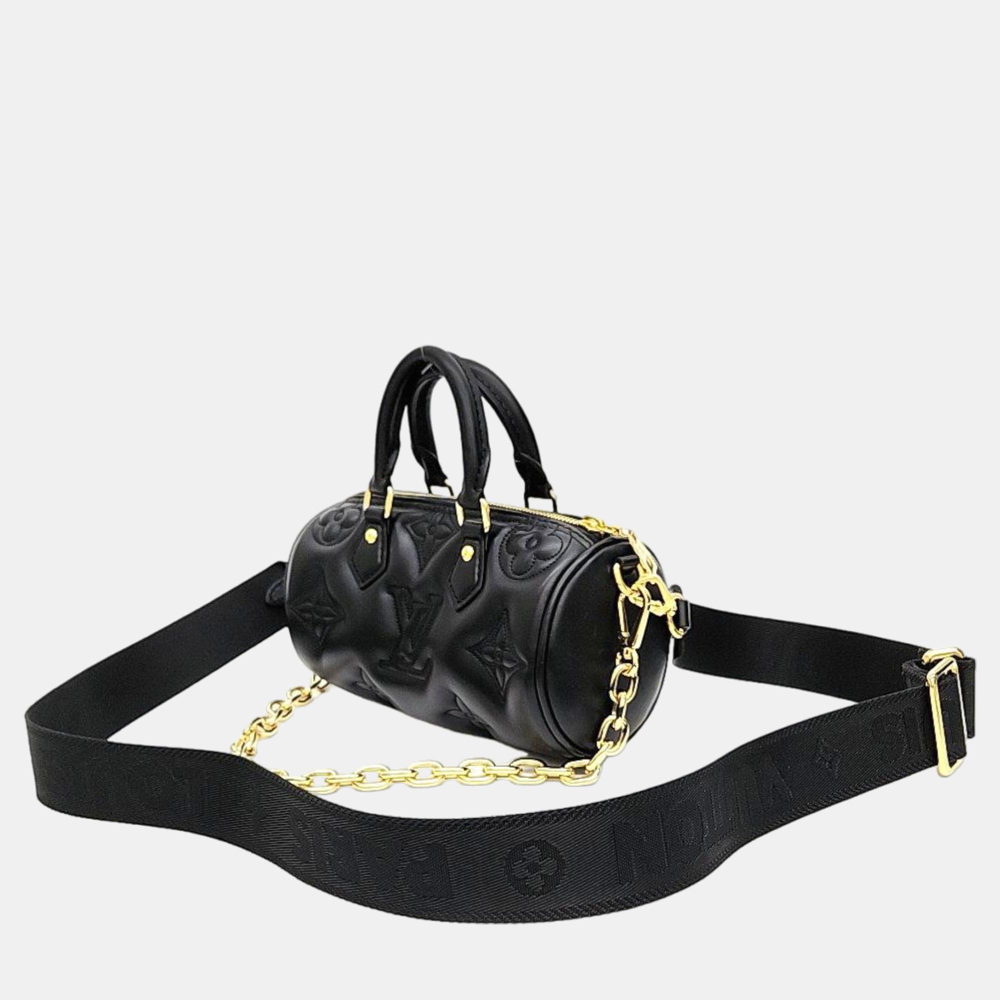 USED Louis Vuitton Bubblegram Black Calf Leather Papillon BB Bag AUTHENTIC