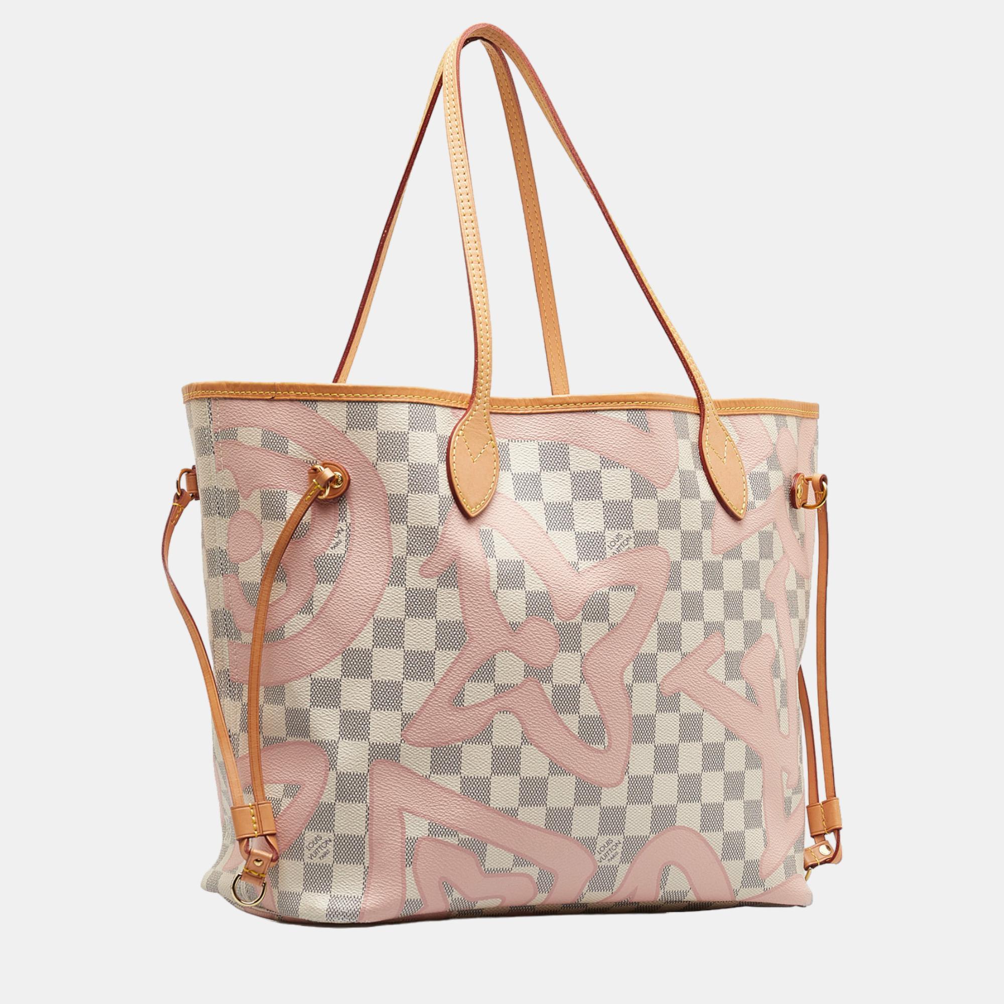 

Louis Vuitton Pink/White Damier Azur Tahitienne Neverfull MM