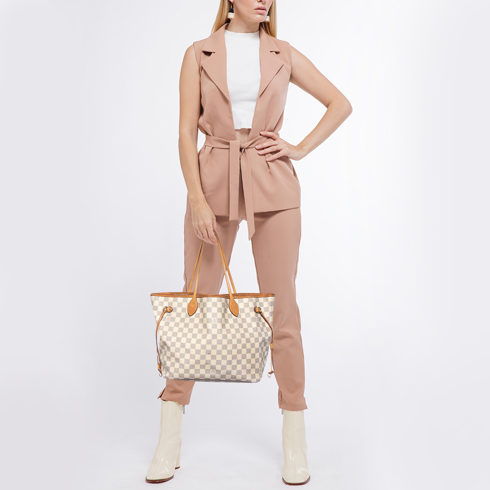 

Louis Vuitton Damier Azur Canvas Neverfull MM Bag, White