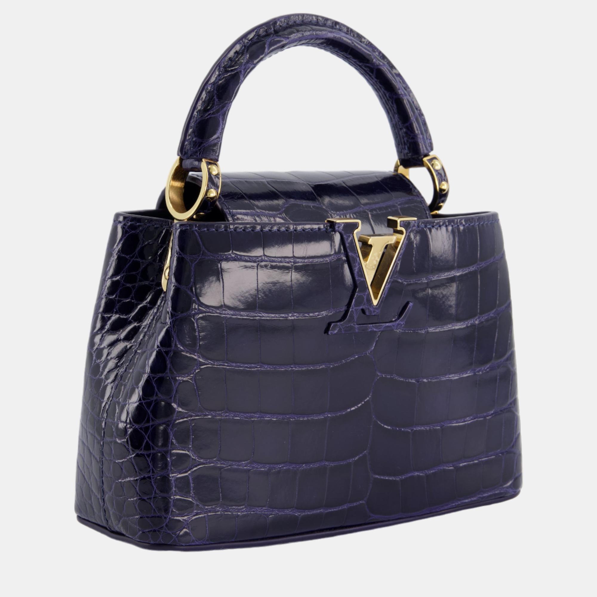 

Louis Vuitton Midnight Blue Crocodile Mini Capucines BB Handbag, Navy blue