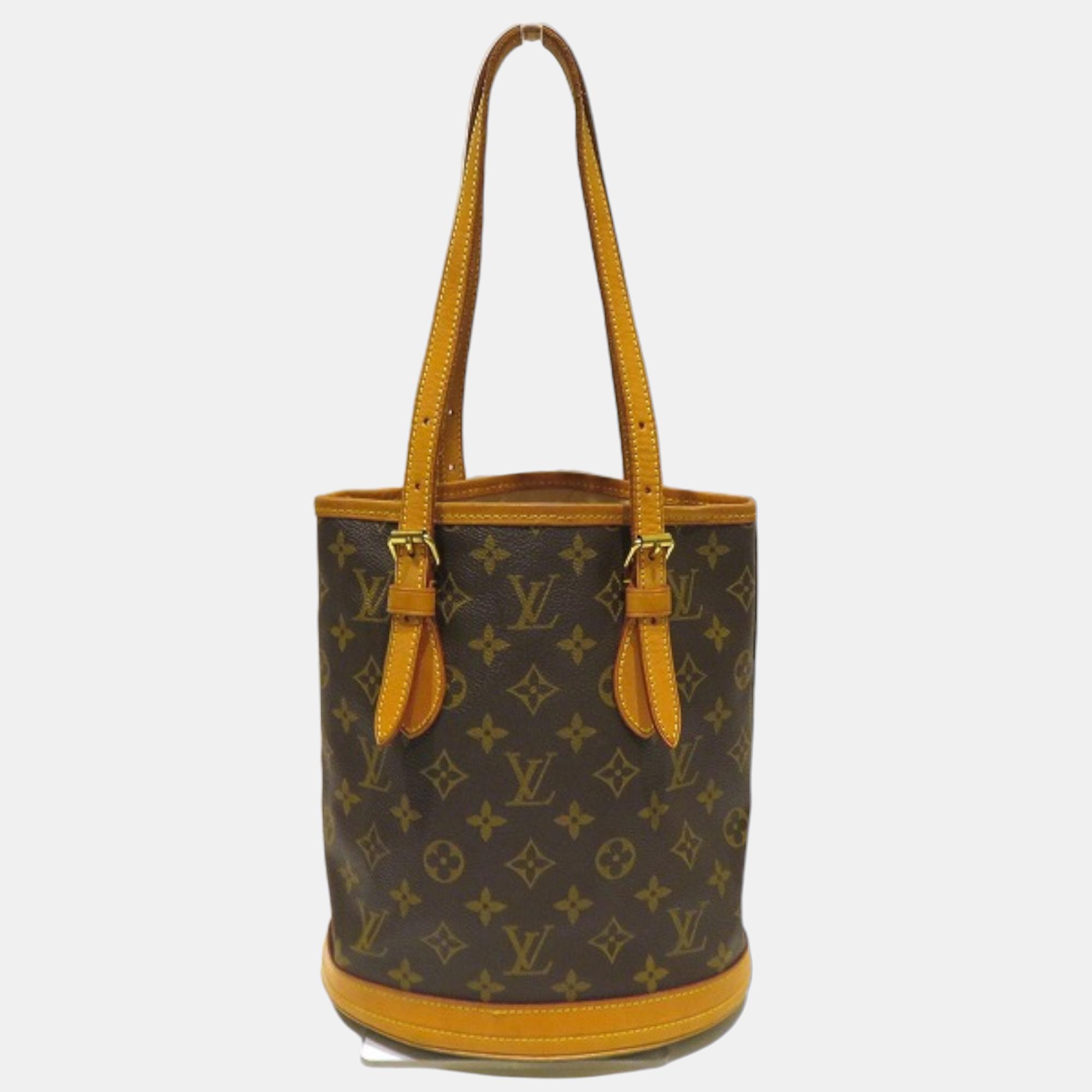 

Louis Vuitton Brown Canvas Monogram Petite Bucket Tote Bag