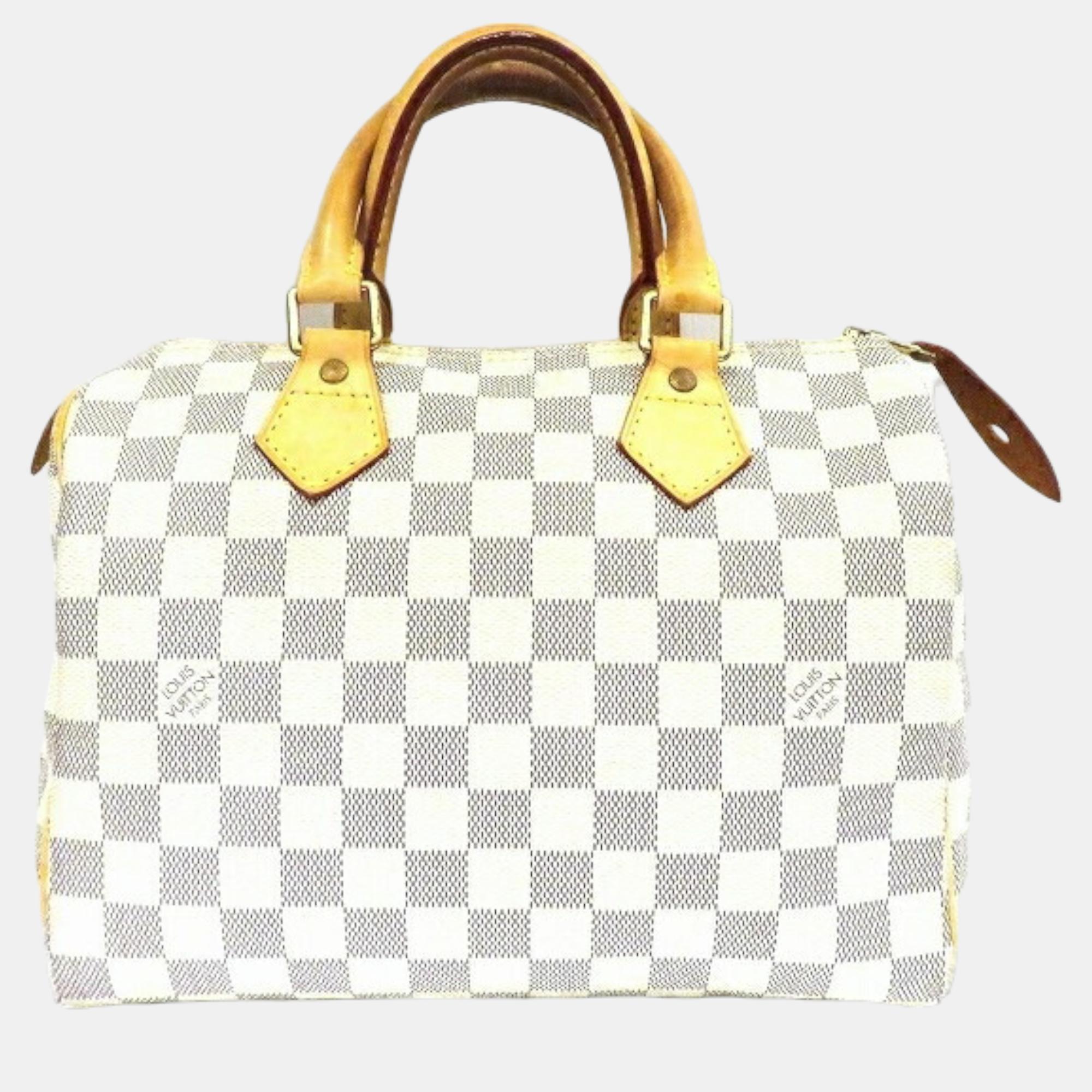 

Louis Vuitton White Canvas Damier Azur Speedy 25 Handbag