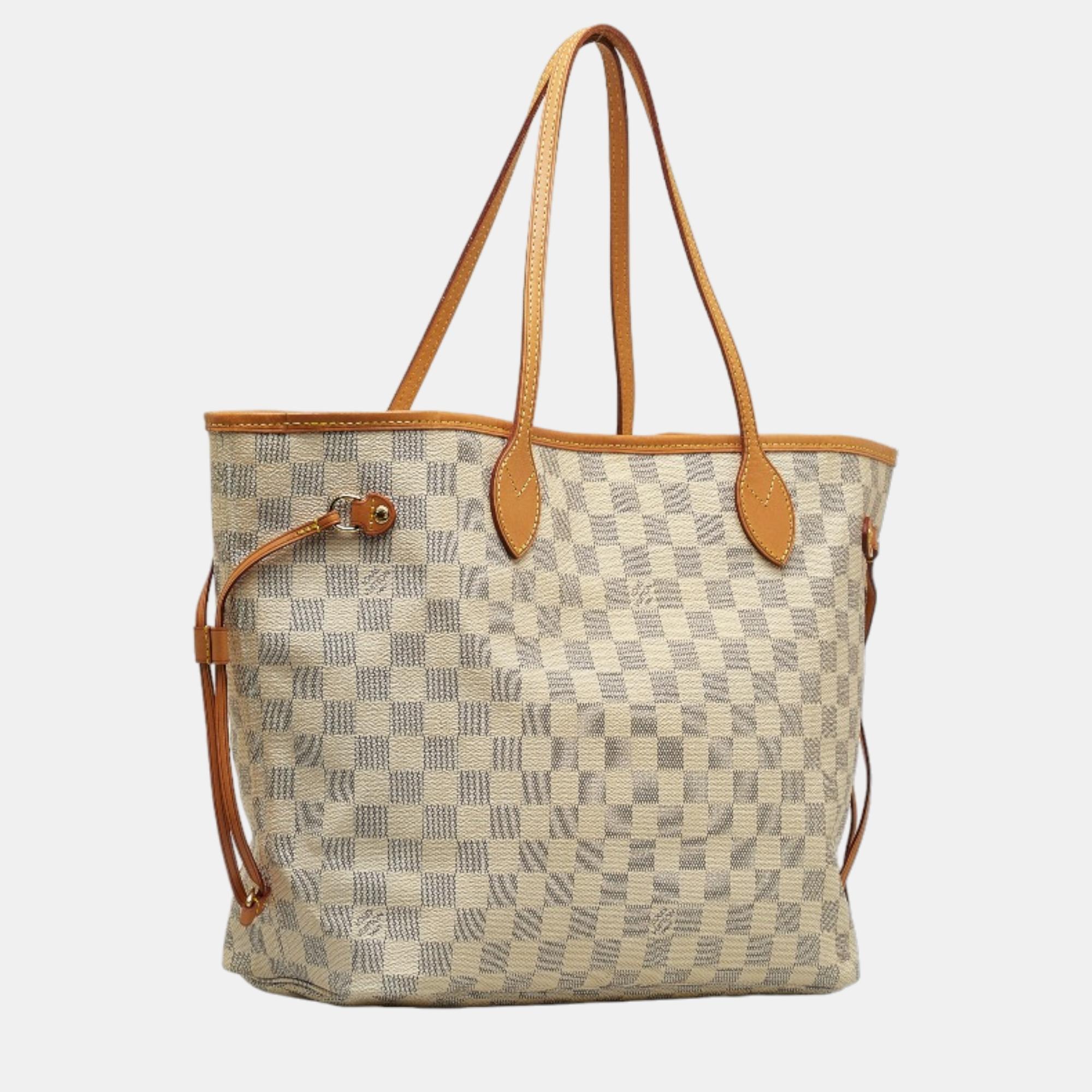 

Louis Vuitton White Canvas Damier Azur Neverfull MM Tote Bag