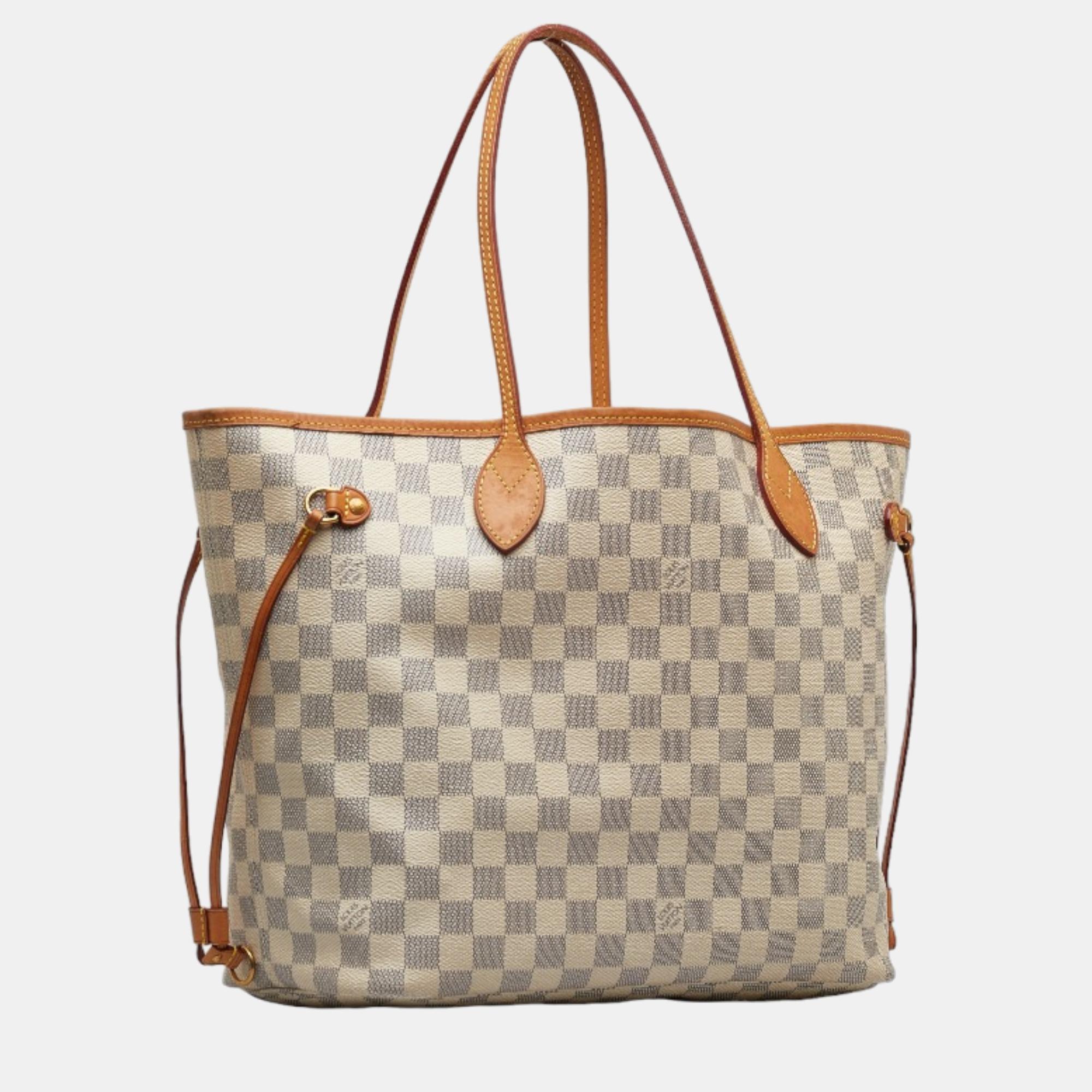 

Louis Vuitton White Canvas Damier Azur Neverfull MM Tote Bag