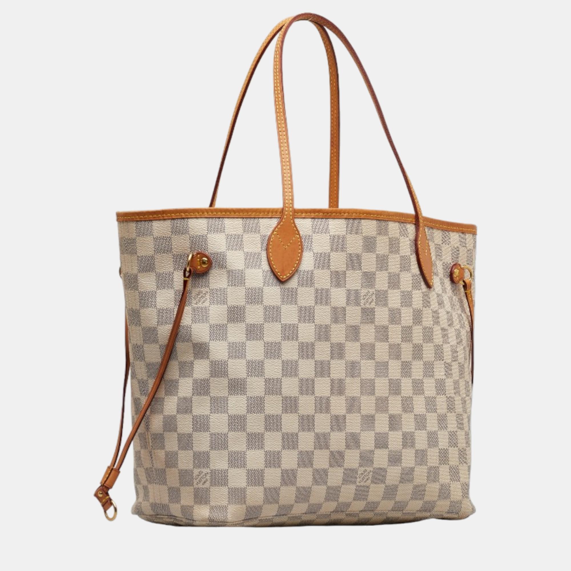 

Louis Vuitton White Canvas Damier Azur Neverfull MM Tote Bag