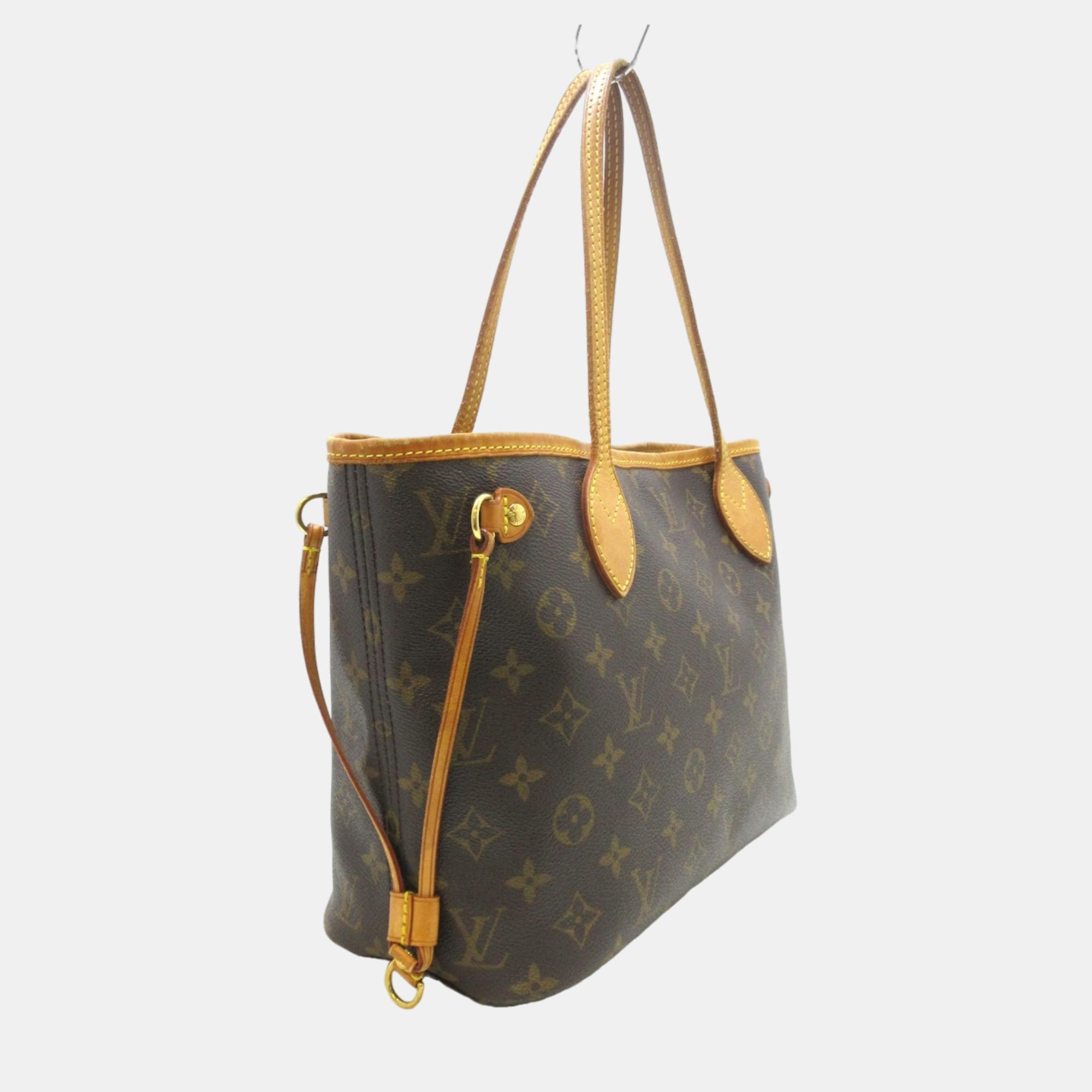 

Louis Vuitton Canvas  Neverfull Shoulder Bags, Brown