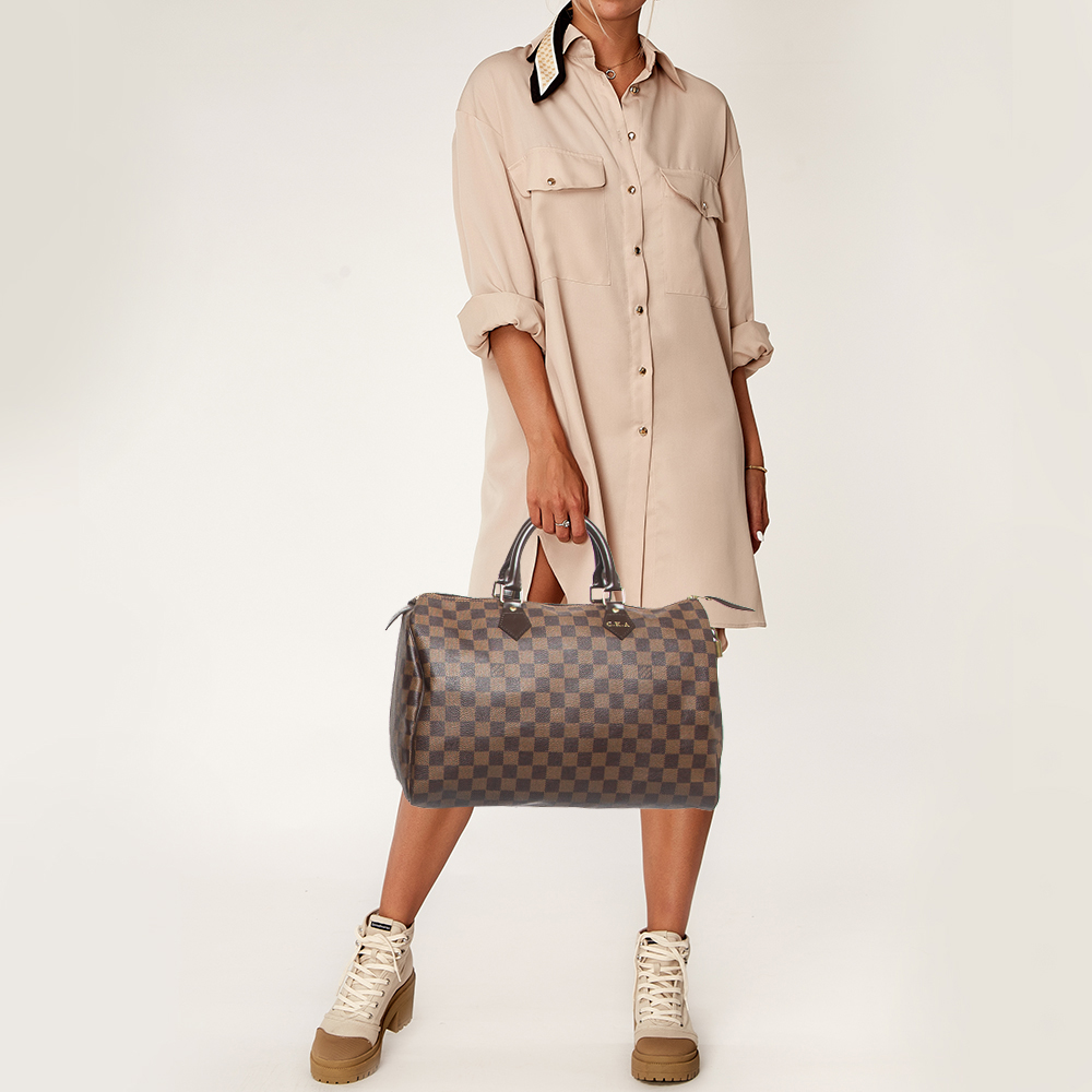 

Louis Vuitton Damier Ebene Canvas Speedy 35 Bag, Brown