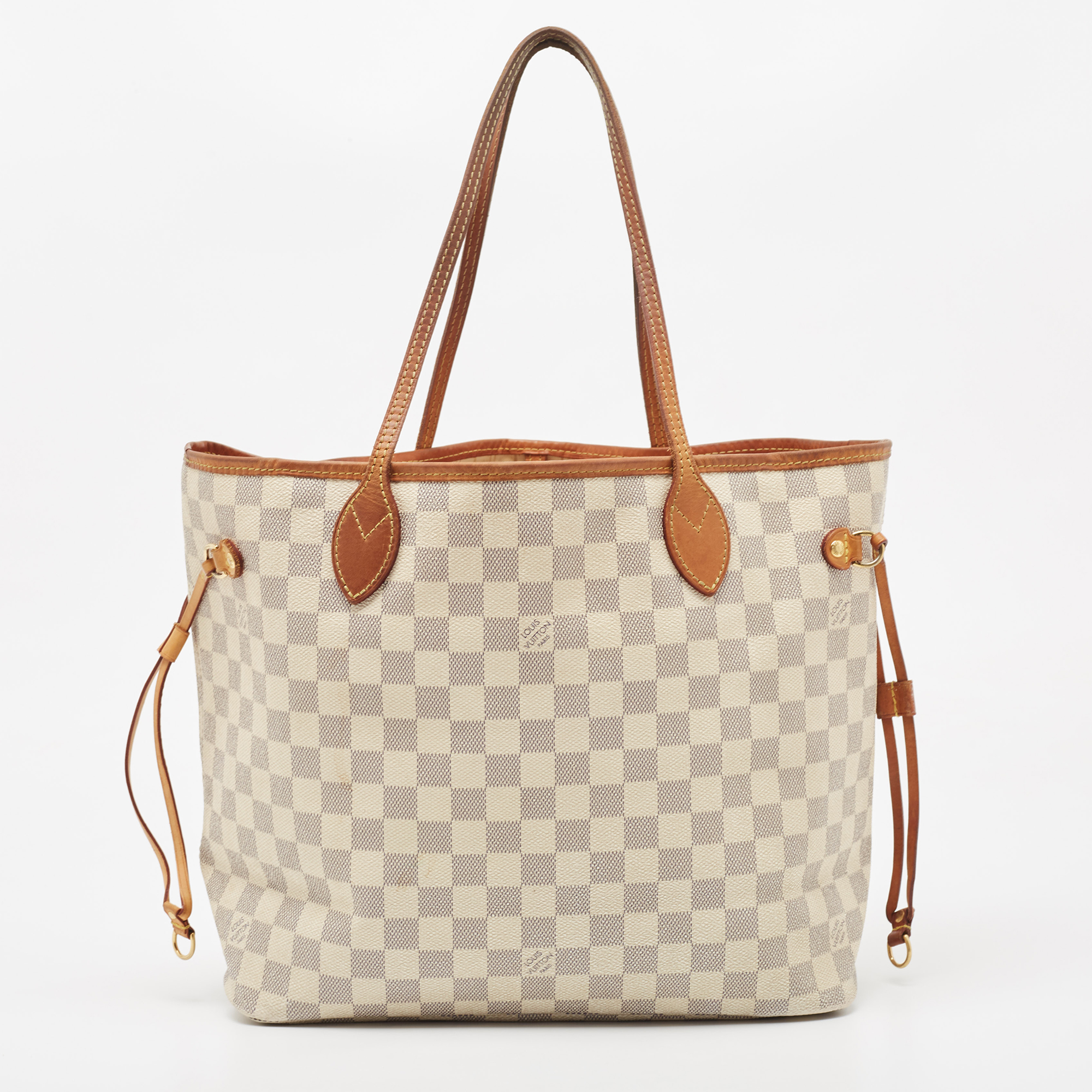 

Louis Vuitton Damier Azur Canvas Neverfull MM Bag, White