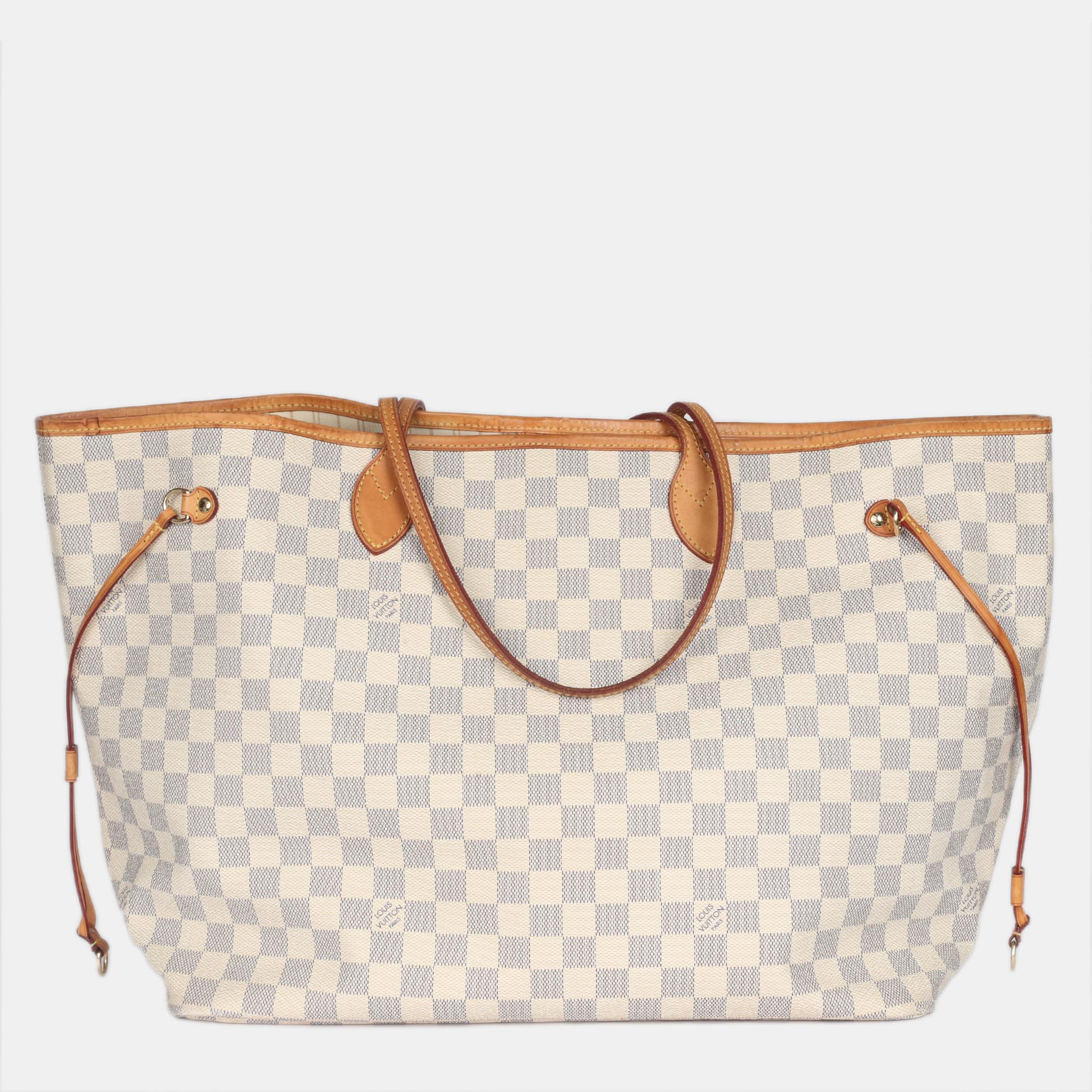 Pre-owned Louis Vuitton Damier Azur Canvas Neverfull Gm In White