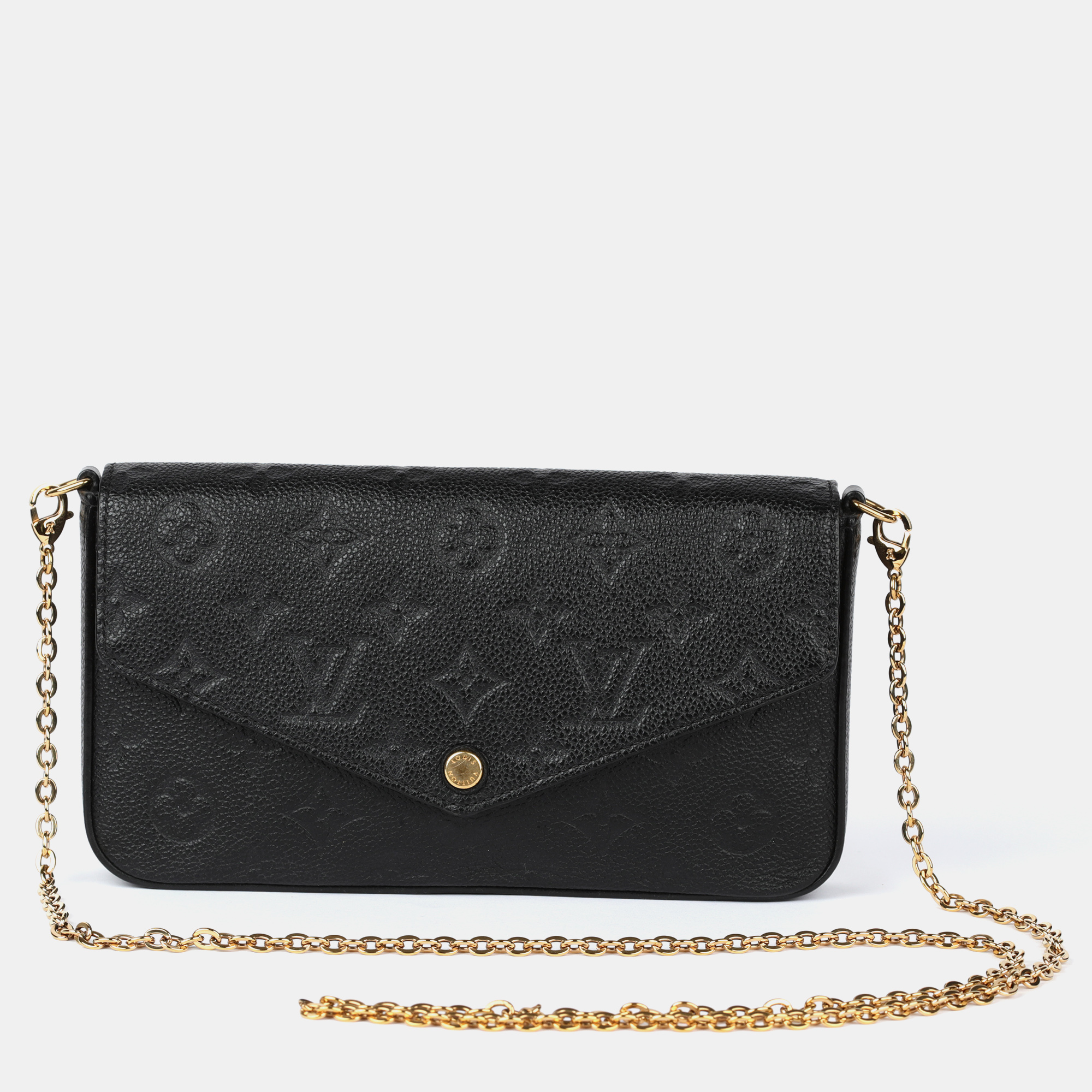 Pre-owned Louis Vuitton Felicie Monogram Empreinte Leather Bag In Black