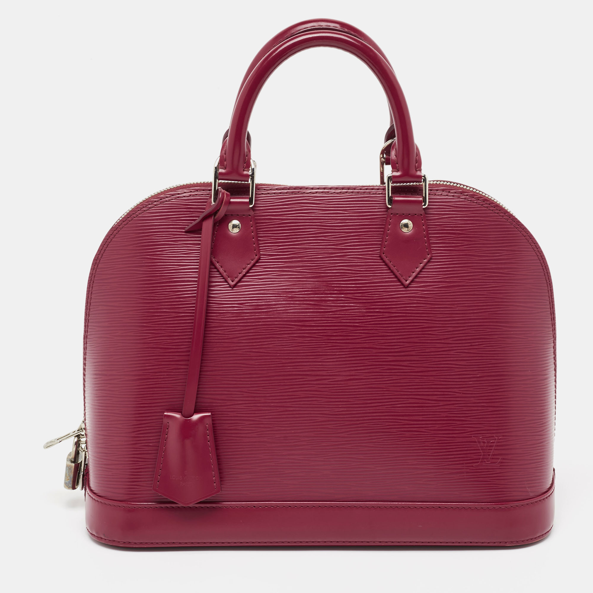 Pre-owned Louis Vuitton Fuchsia Epi Leather Alma Pm Bag In Burgundy