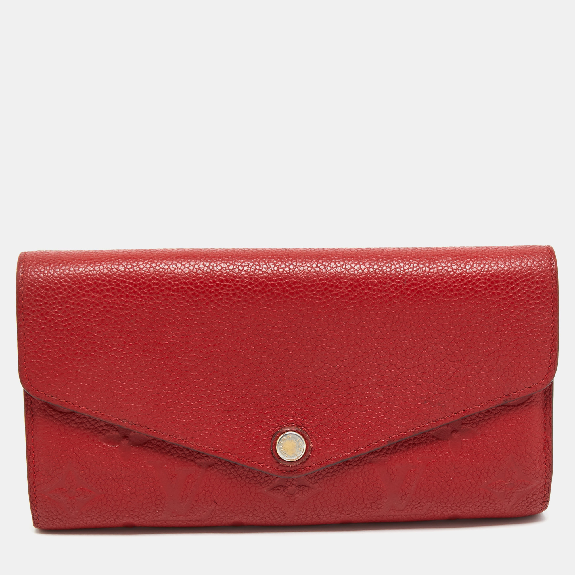 Pre-owned Louis Vuitton Red Monogram Empreinte Leather Sarah Wallet
