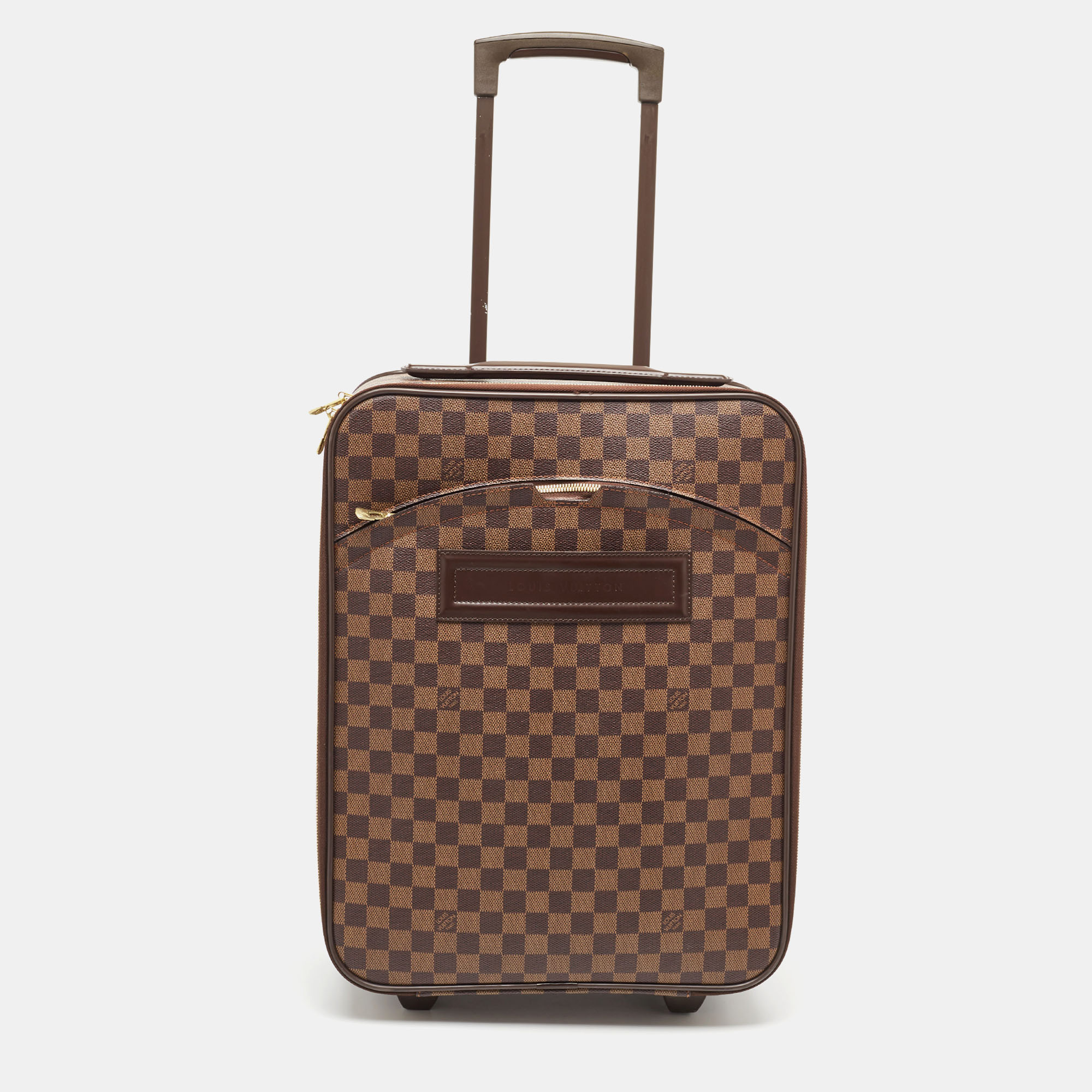 Pre-owned Louis Vuitton Damier Ebene Canvas Pegase 45 Luggage In Brown