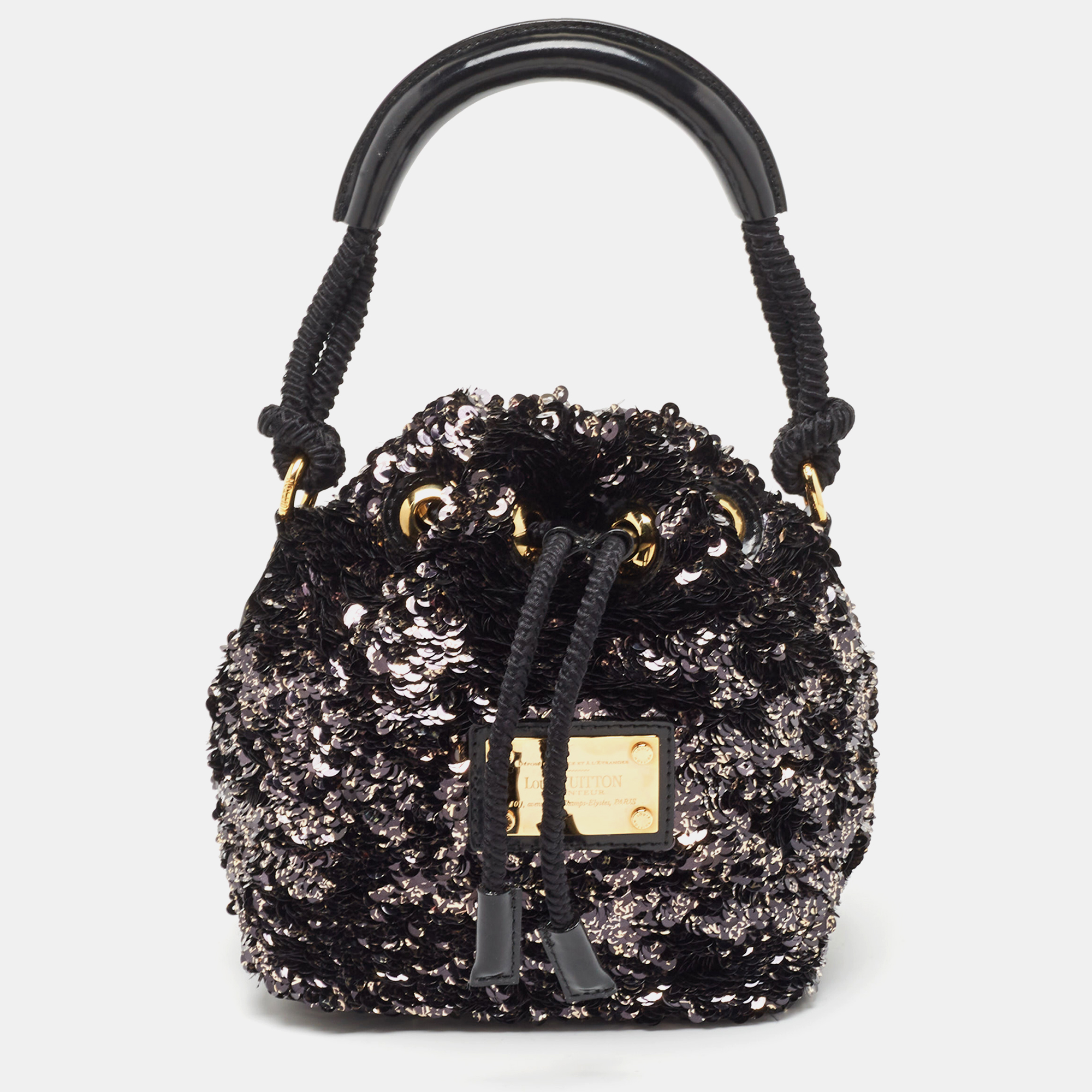 Pre-owned Louis Vuitton Black Sequins Mini Limited Edition Noe Rococo Bag