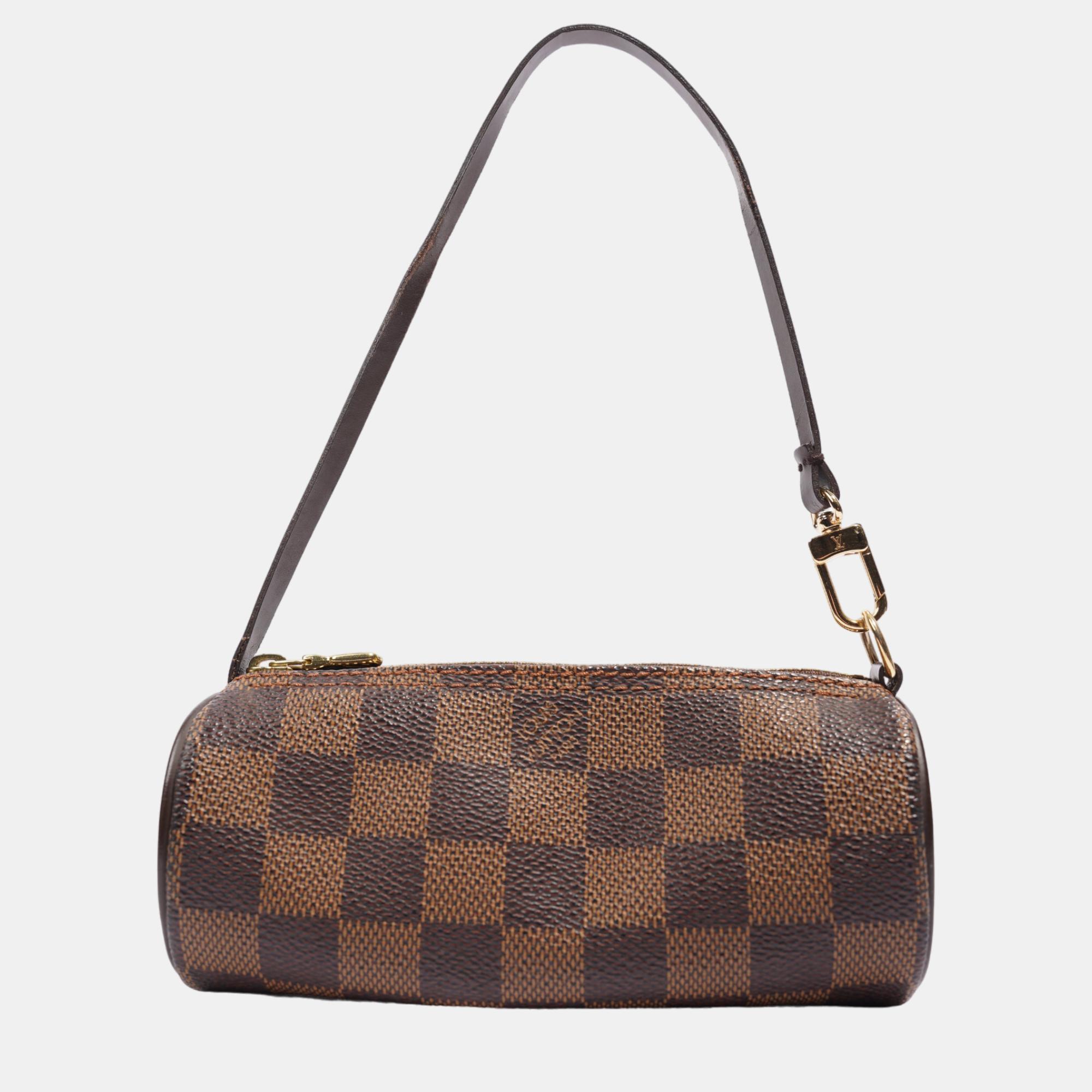 Pre-owned Louis Vuitton Papillon Mini Damier Ebene Coated Canvas In Brown