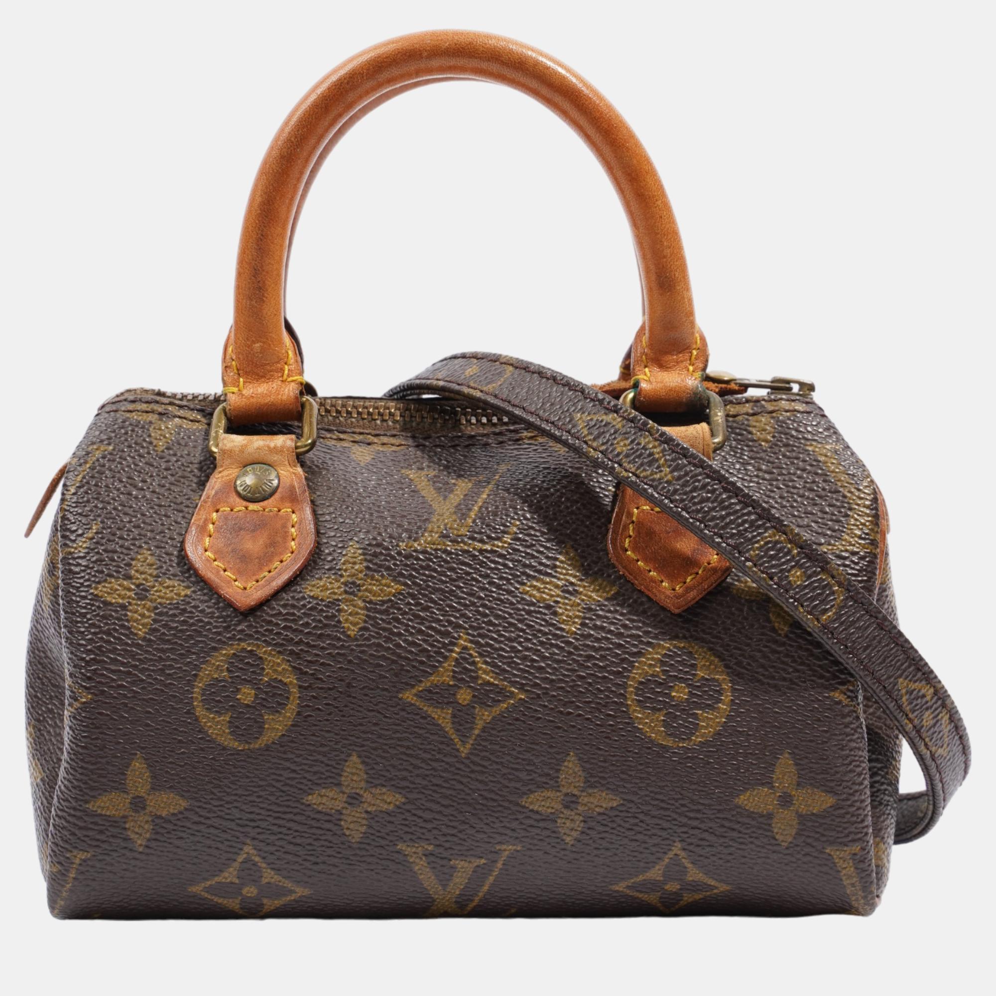 Pre-owned Louis Vuitton Nano Speedy Monogram Coated Canvas In Brown