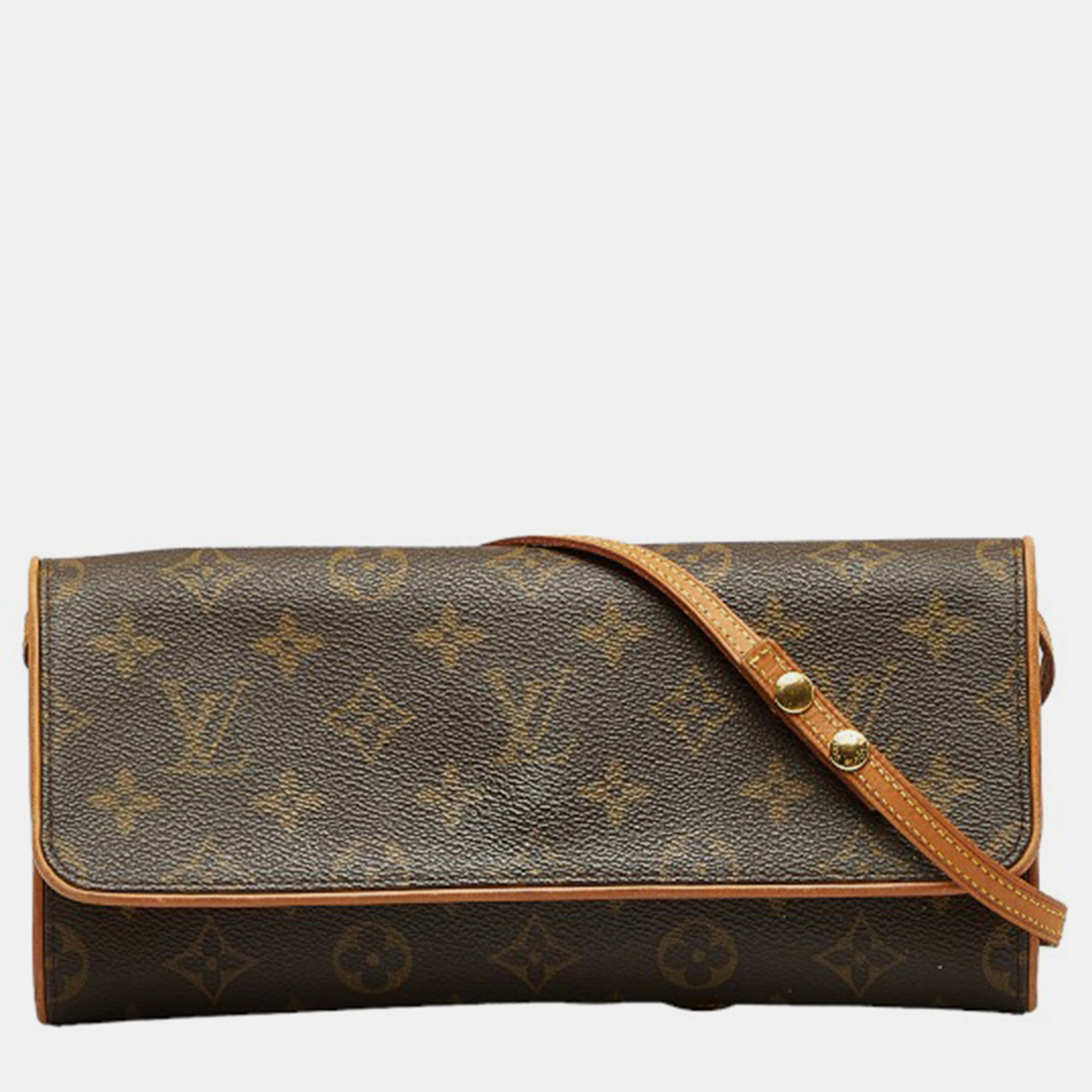 Pre-owned Louis Vuitton Brown Monogram Canvas Pochette Twin Gm Crossbody Bag