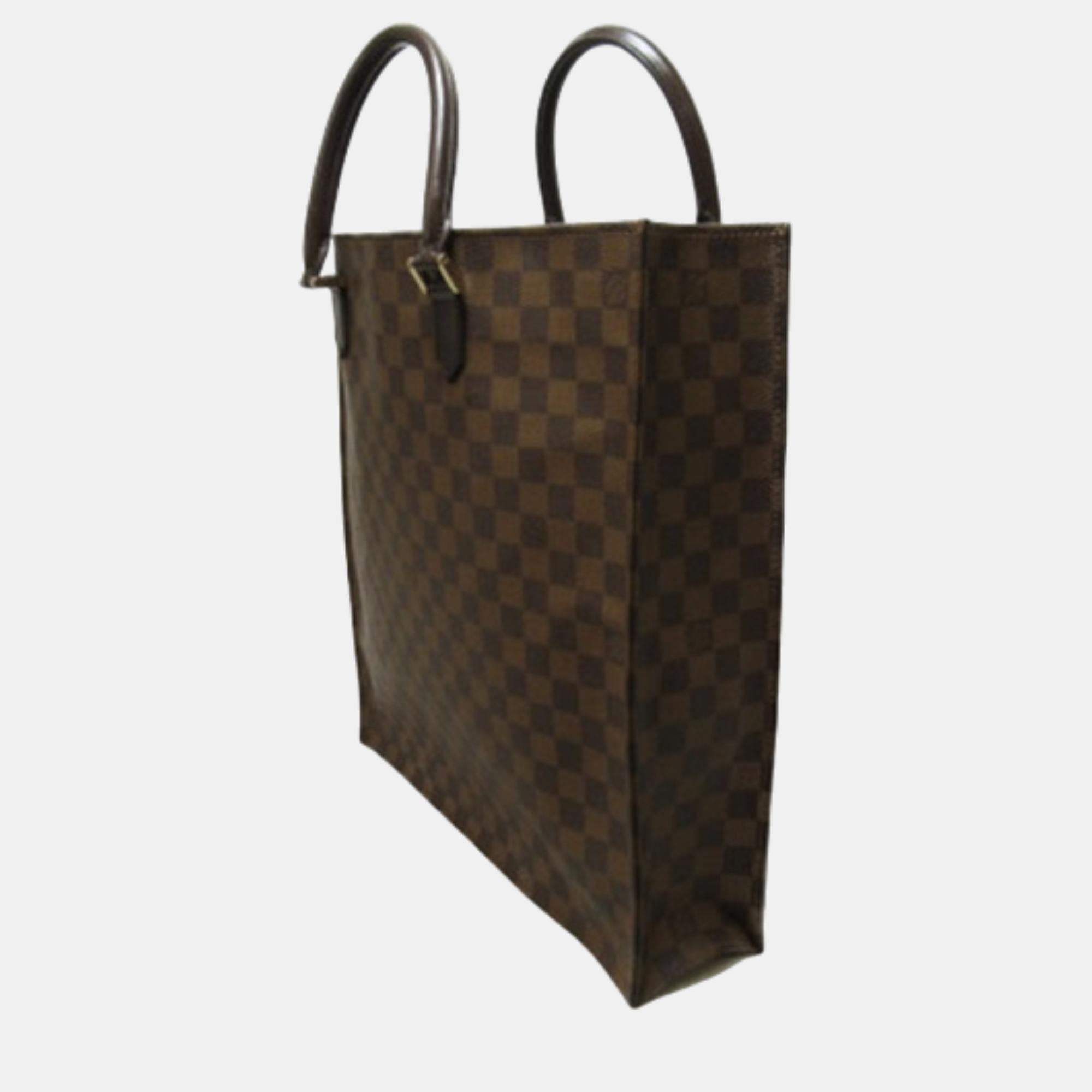 

Louis Vuitton Brown Canvas Damier Ebene Sac Plat Tote Bag