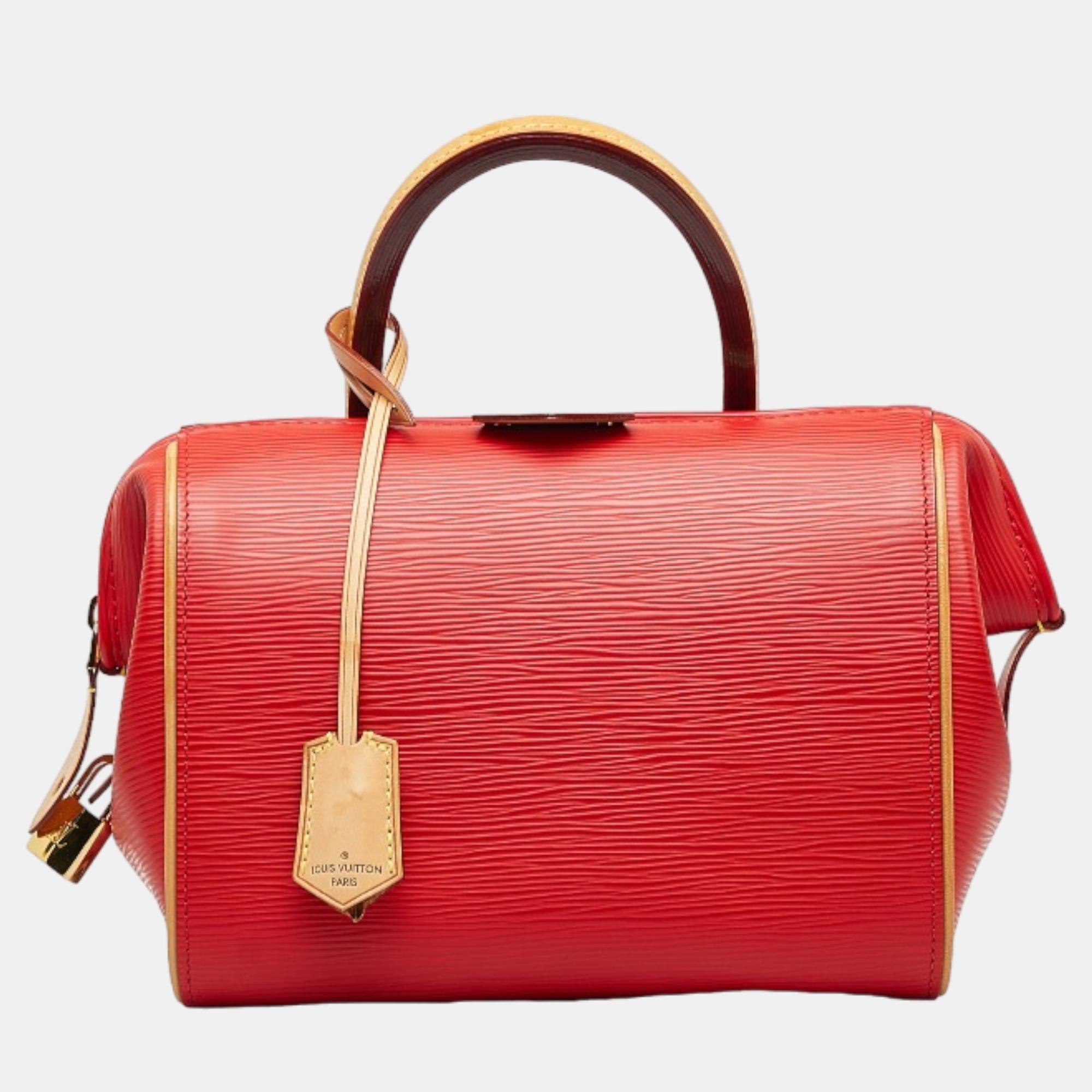 Pre-owned Louis Vuitton Red Leather Epi Doc Bb Handbag