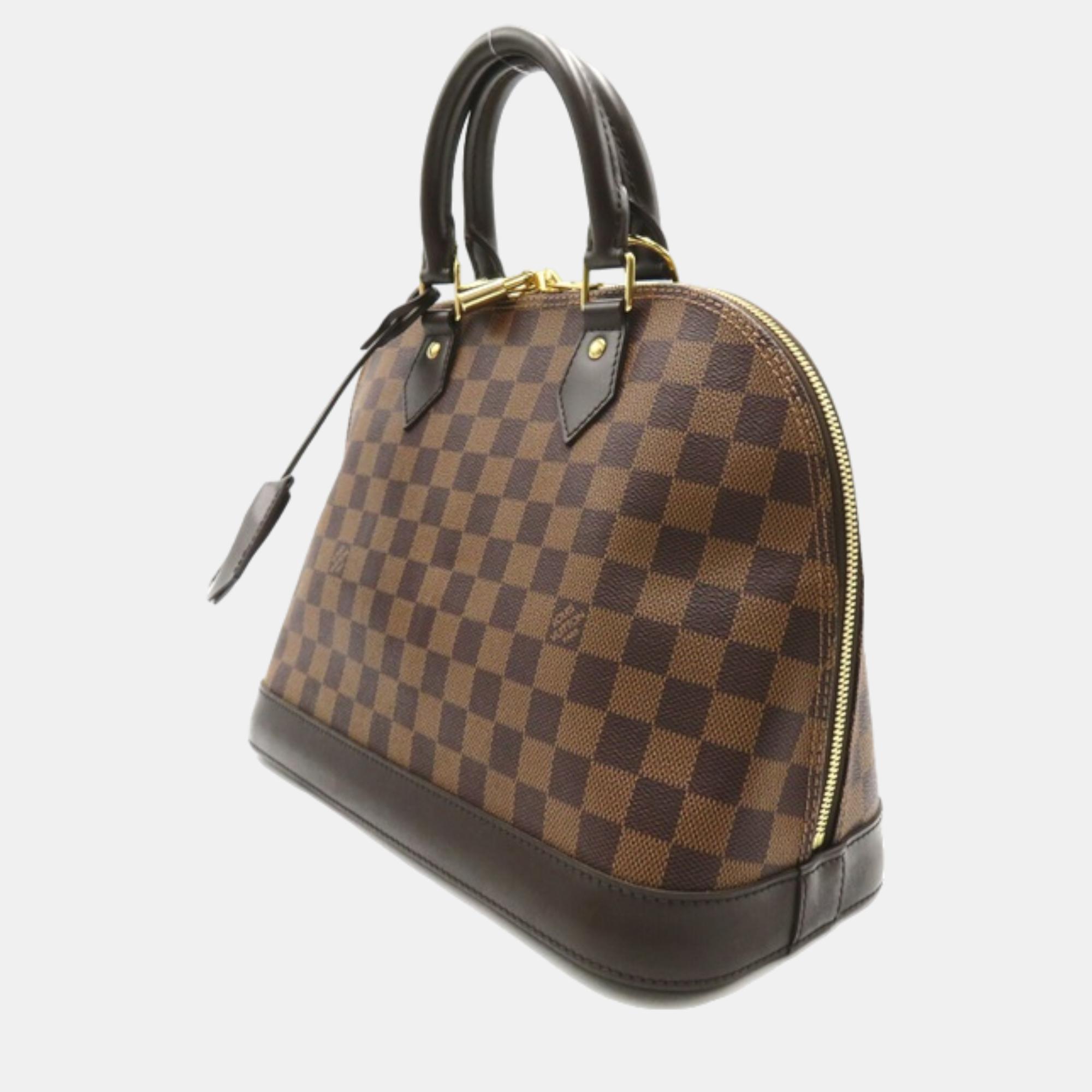 

Louis Vuitton Brown Canvas Damier Ebene Alma PM Handbag