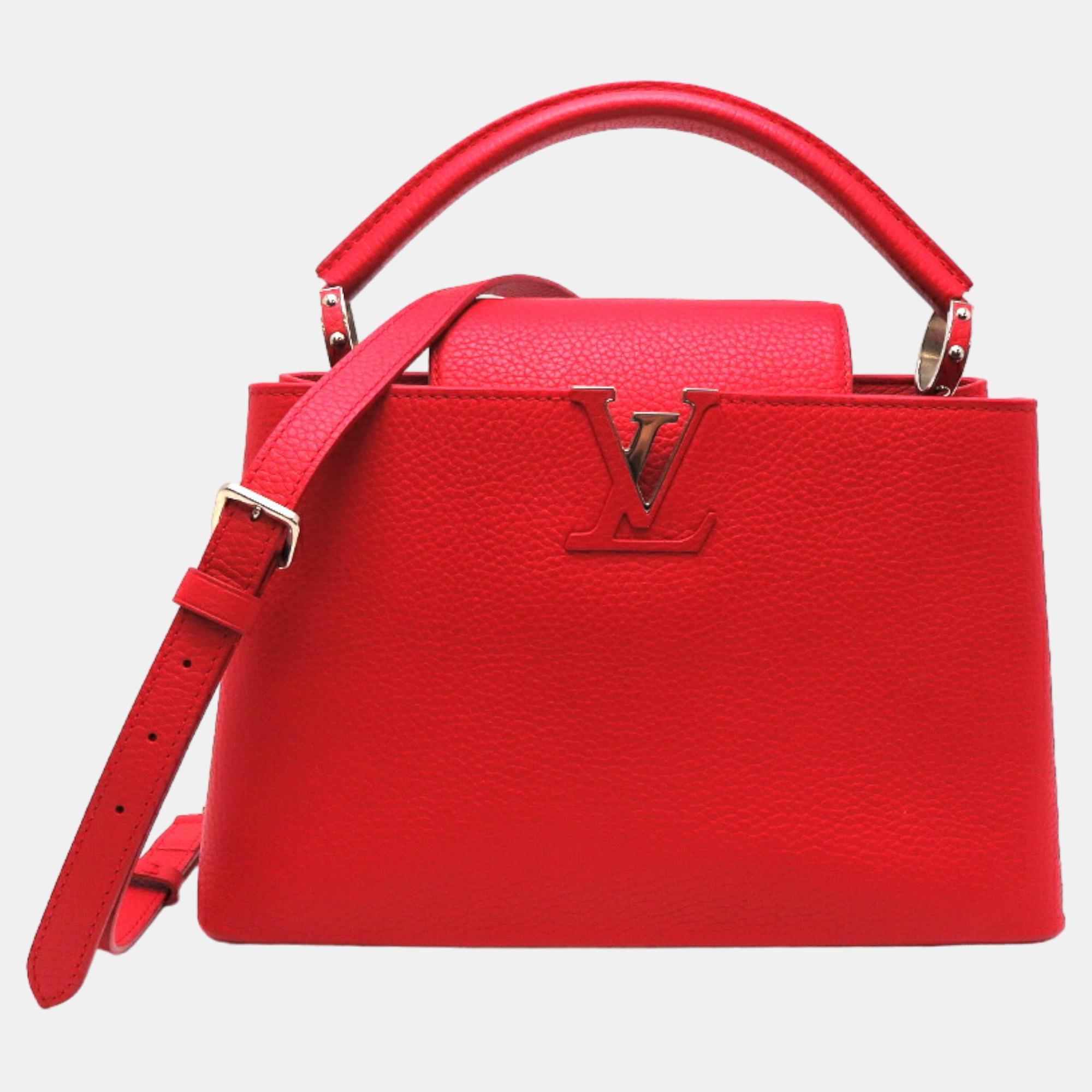 Pre-owned Louis Vuitton Red Leather Taurillon Capucines Pm Handbag
