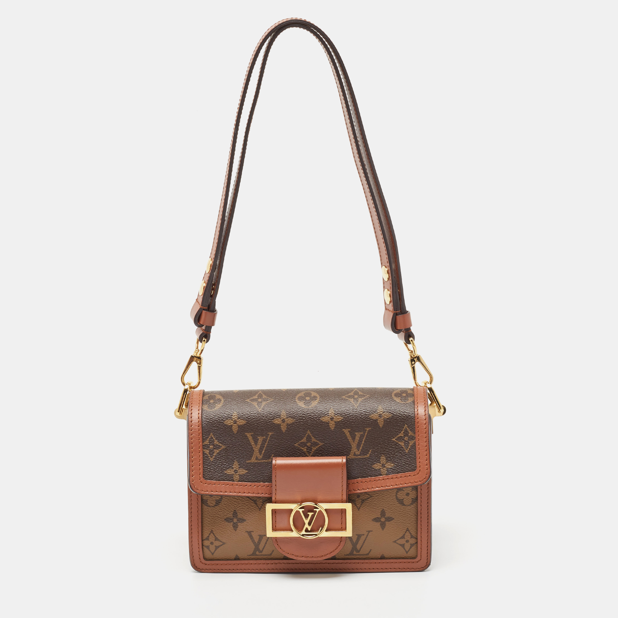 

Louis Vuitton Monogram/Monogram Reverse Canvas Dauphine Mini Bag, Brown
