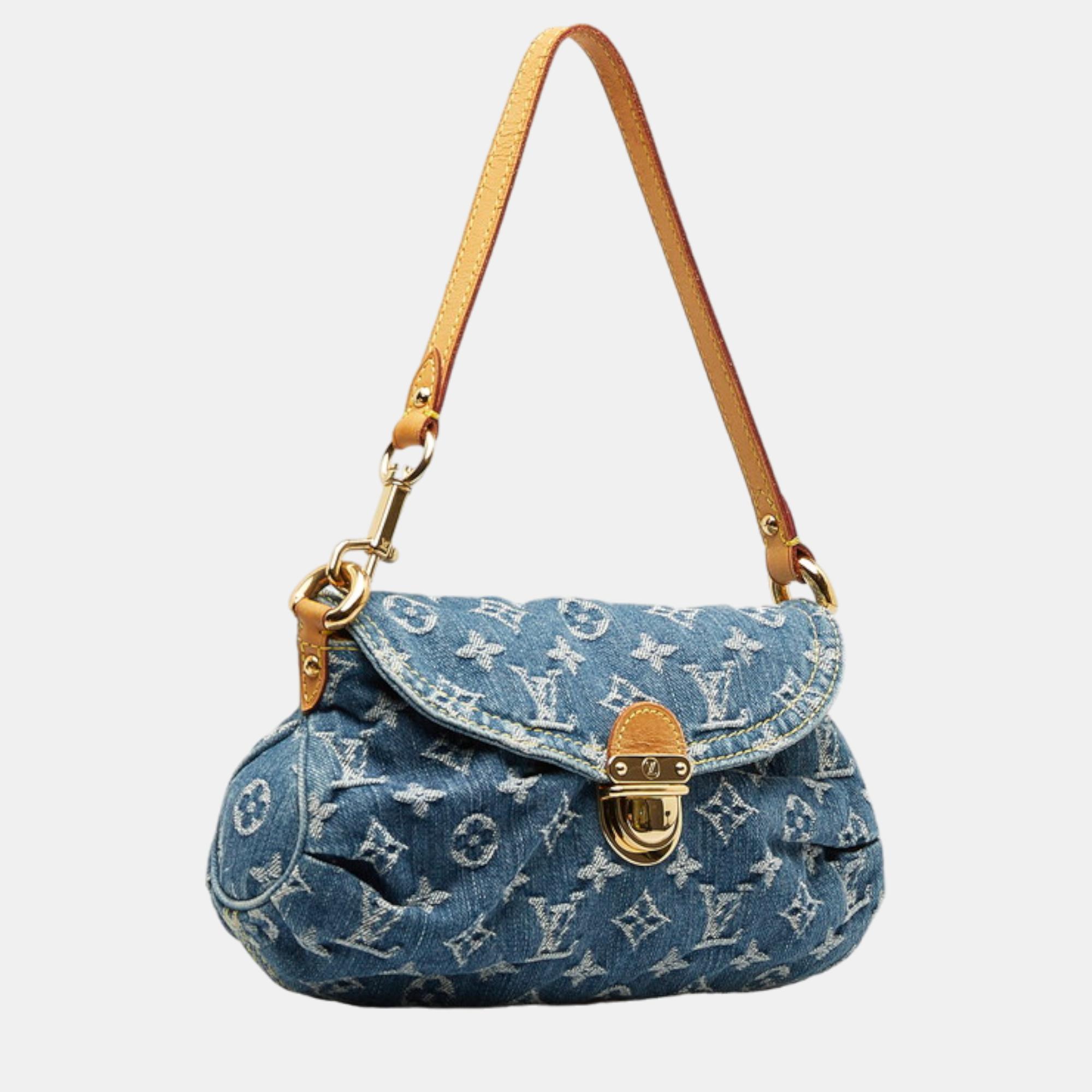 

Louis Vuitton Blue Denim Monogram Denim Mini Pleaty Shoulder Bag