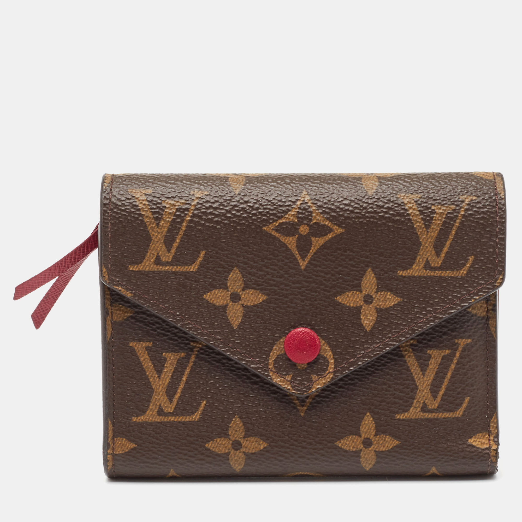 Pre-owned Louis Vuitton Aurore Monogram Canvas Victorine Compact Wallet In Brown
