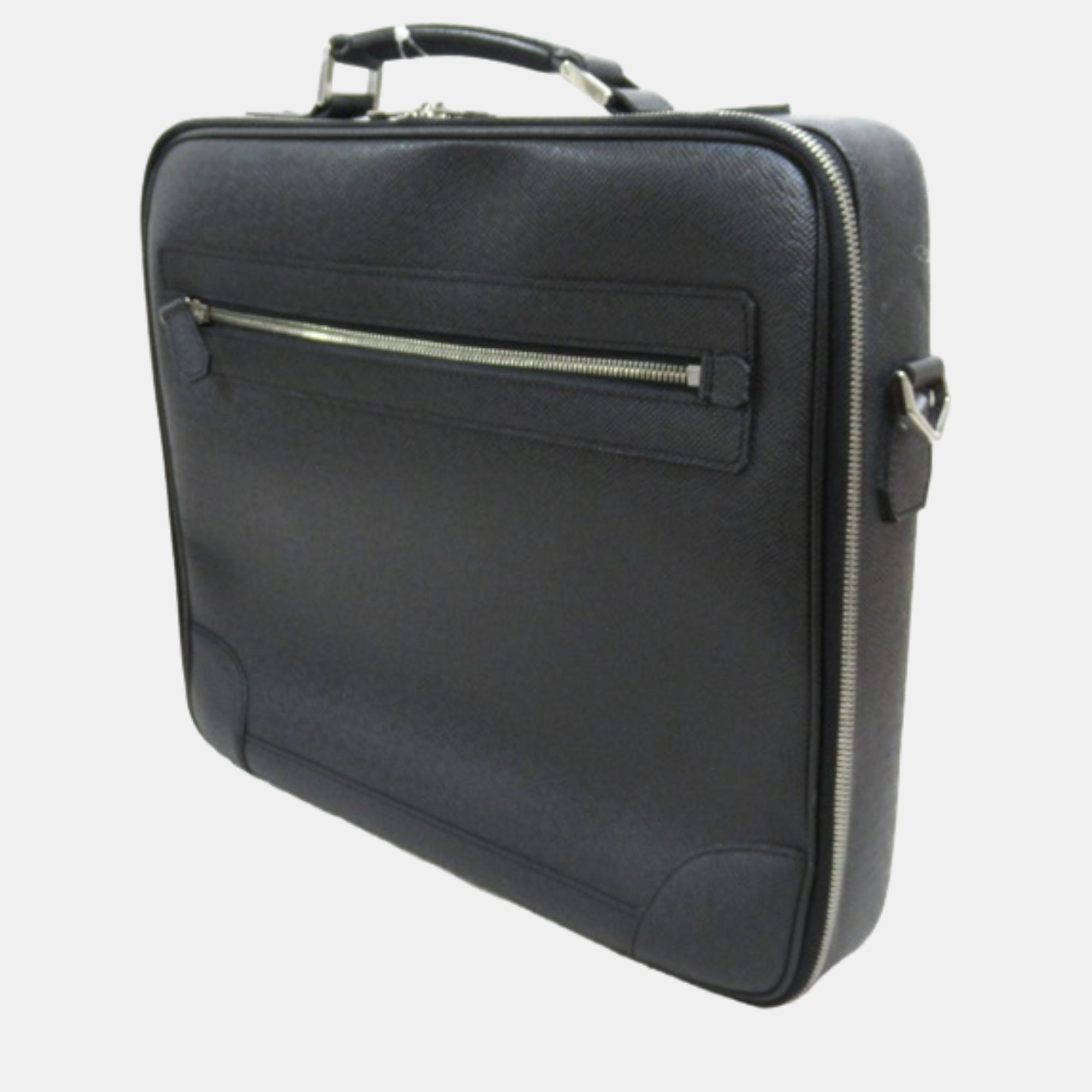 

Louis Vuitton Black Leather Taiga Porte Ordinateur Odessa Business Bag